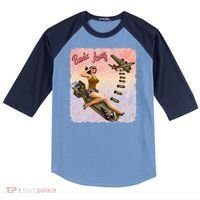 Retro Pin Up Girl Bombs Away Retro Raglan Baseball Sleeve Shirt thumb 0