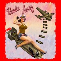 Retro Pin Up Girl Bombs Away Retro Santa Hat thumb 1