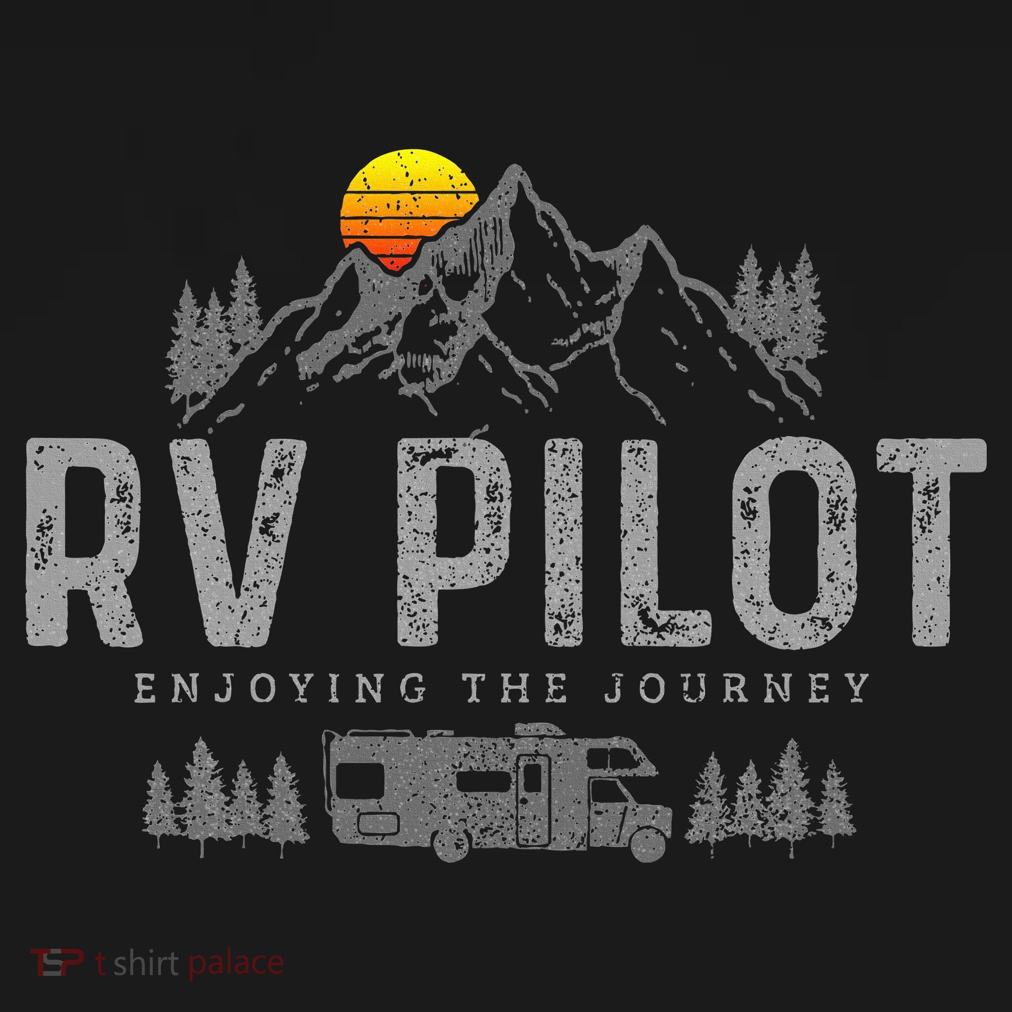 Rv Pilot Vintage Mountains Camping Road Trip Camper Gift T-Shirt