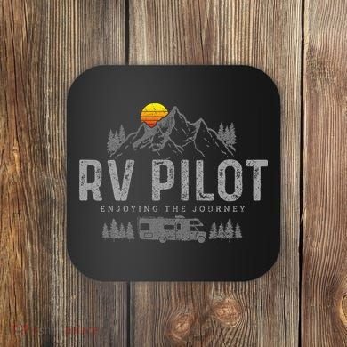 Rv Pilot Vintage Mountains Camping Road Trip Camper Gift Coaster