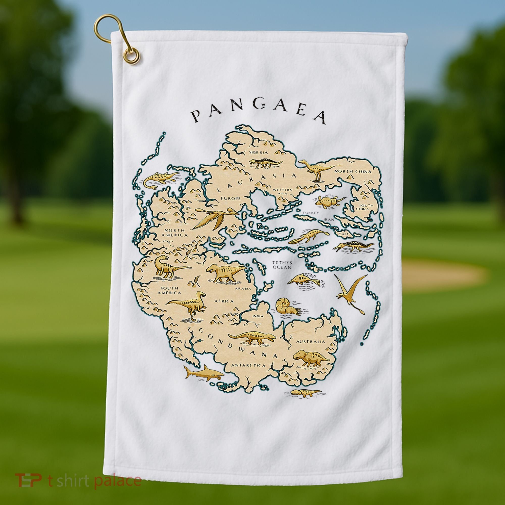 Reunite Pangaea World Map History Geology Earth Geologist Golf Towel