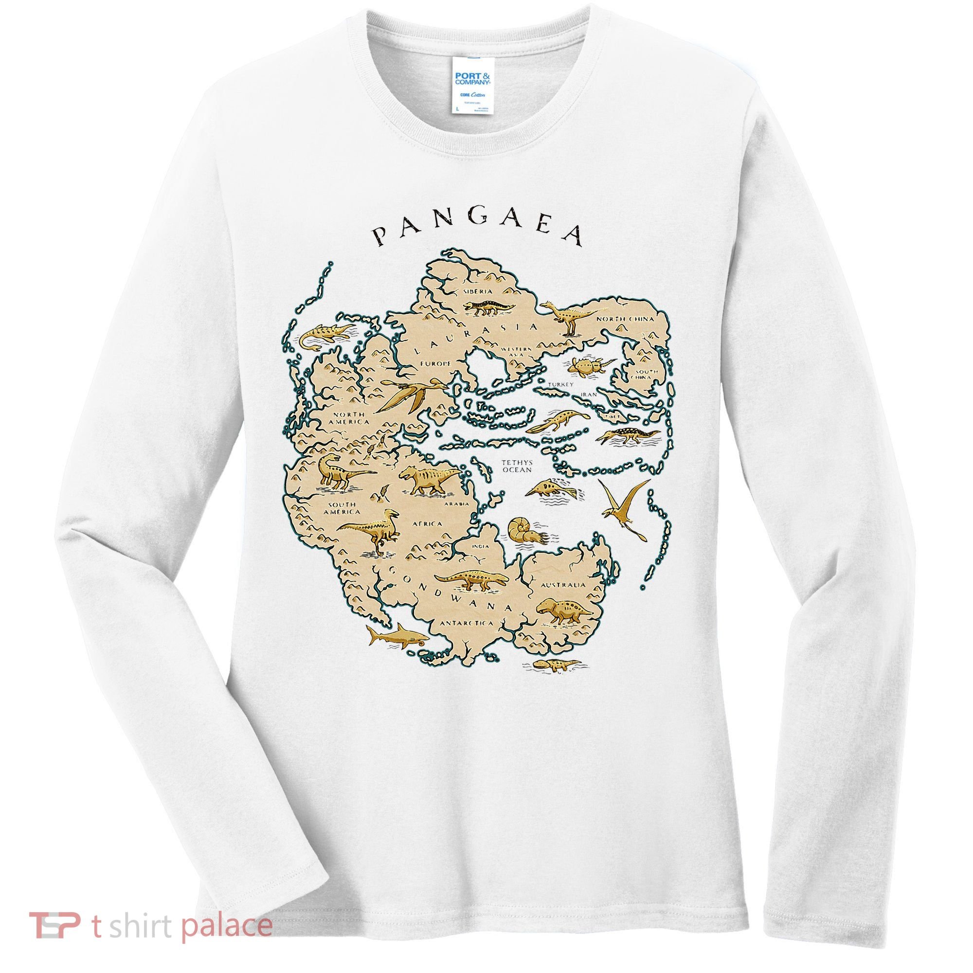 Reunite Pangaea World Map History Geology Earth Geologist Women's Long Sleeve Shirt