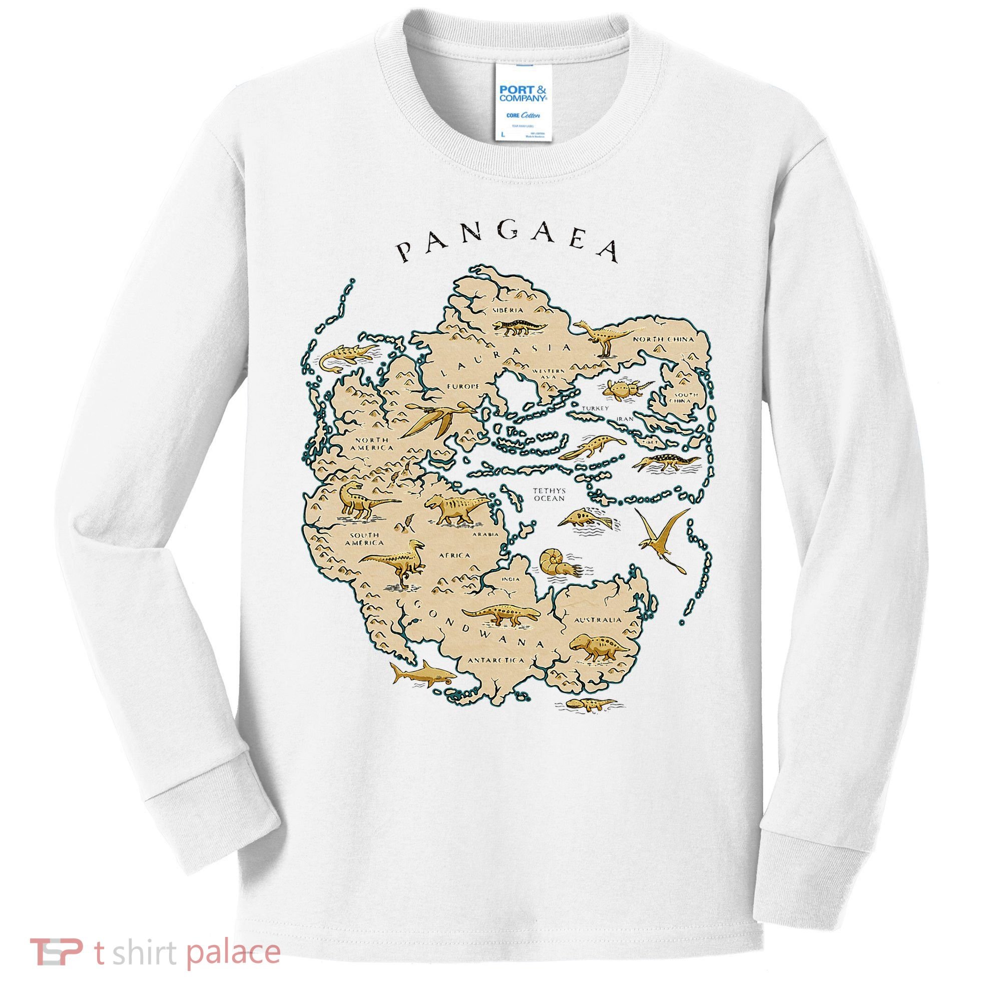 Reunite Pangaea World Map History Geology Earth Geologist Kids Long Sleeve Shirt