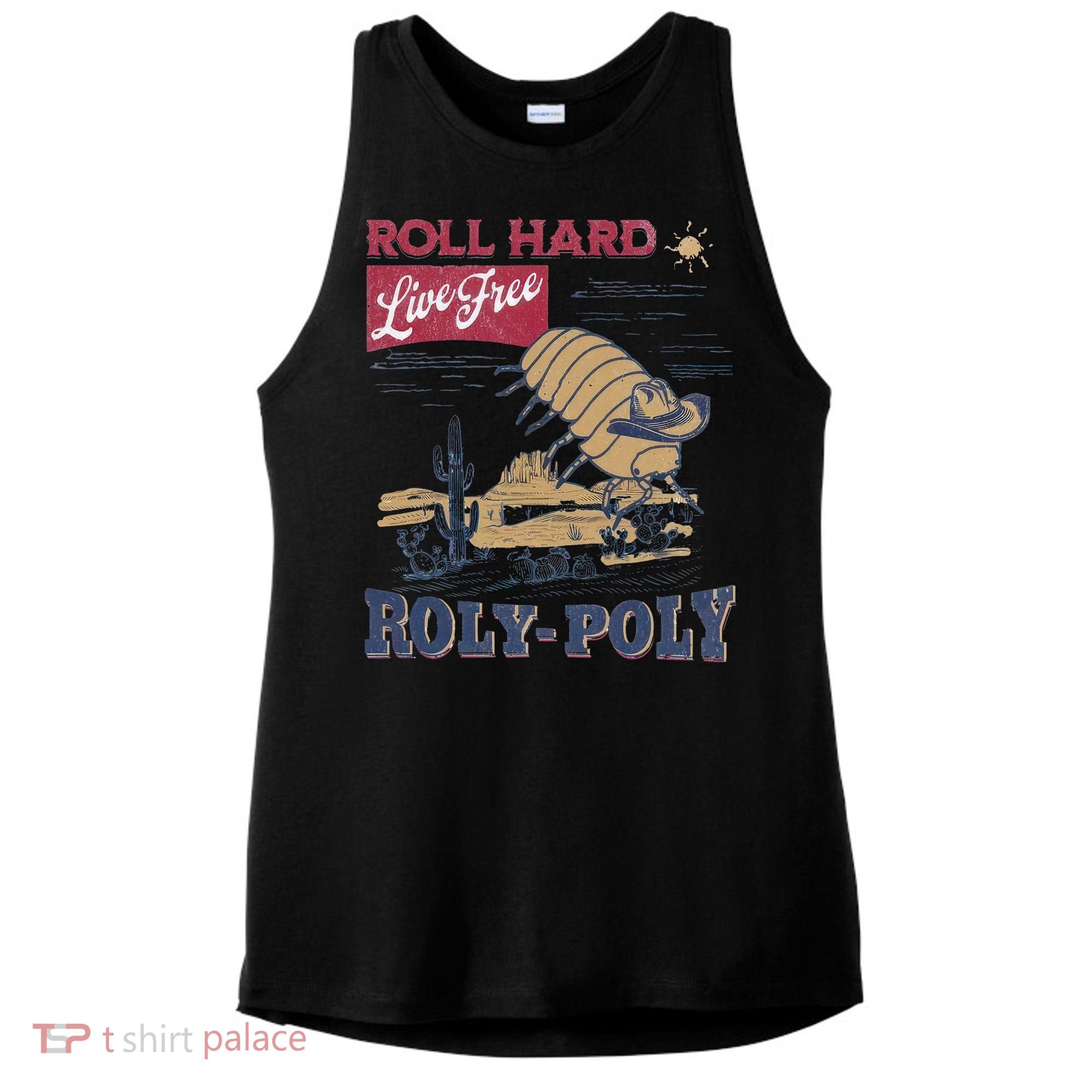 Roly Poly Western Rodeo Cowboy Dung Beetle Retro Ladies PosiCharge Tri-Blend Wicking Tank
