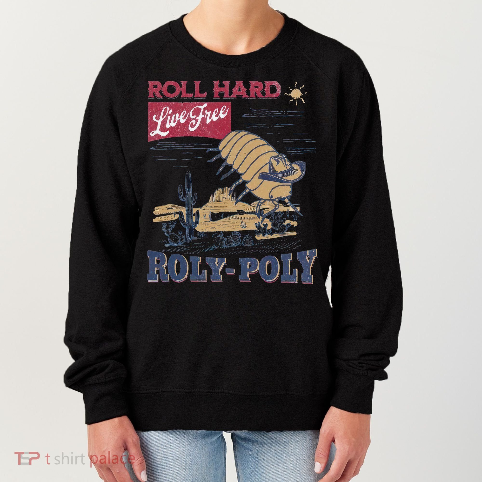 Roly Poly Western Rodeo Cowboy Dung Beetle Retro Women's Sweatshirt