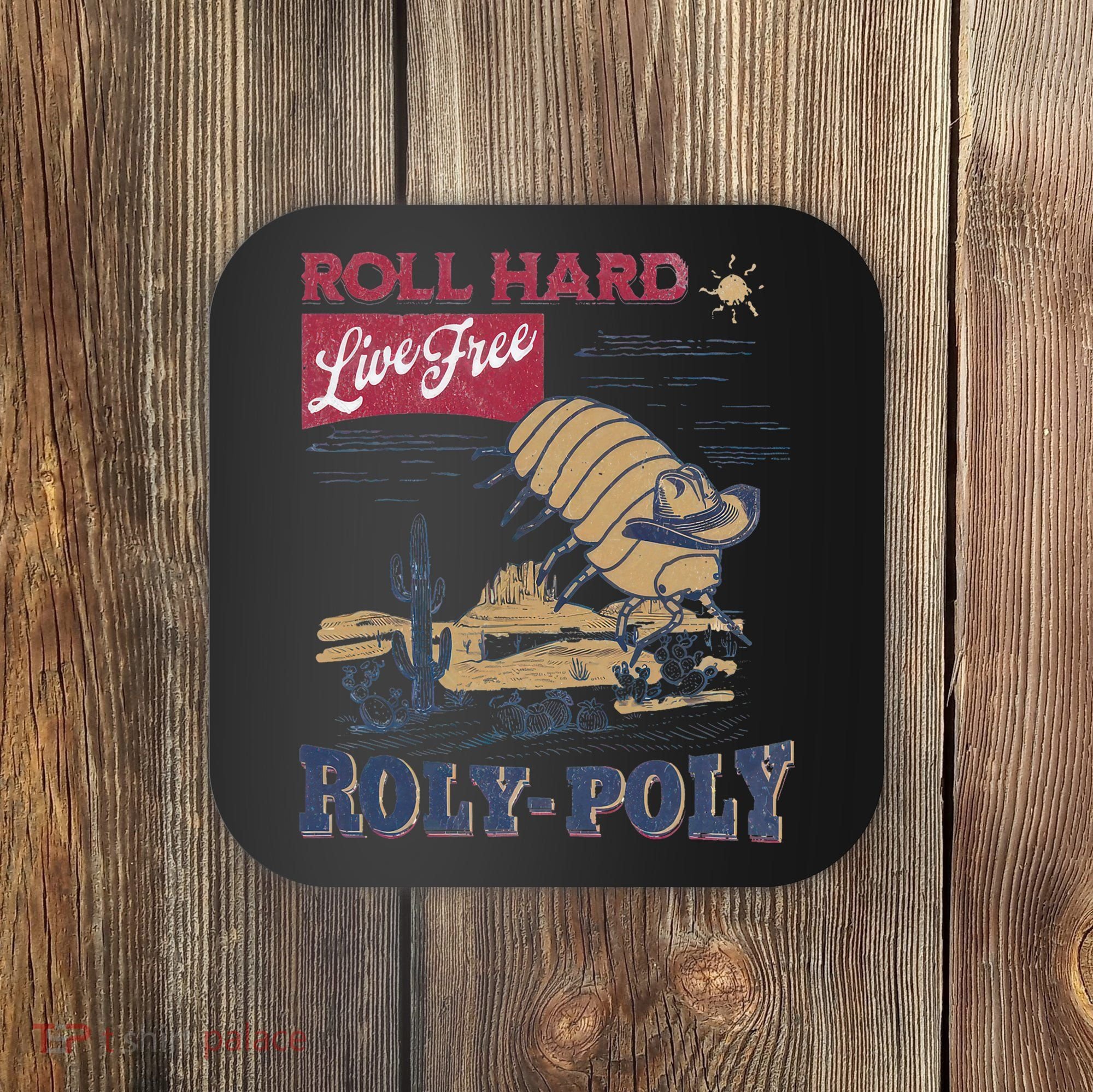 Roly Poly Western Rodeo Cowboy Dung Beetle Retro Coaster