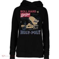 Roly Poly Western Rodeo Cowboy Dung Beetle Retro Womens Funnel Neck Pullover Hood thumb 0