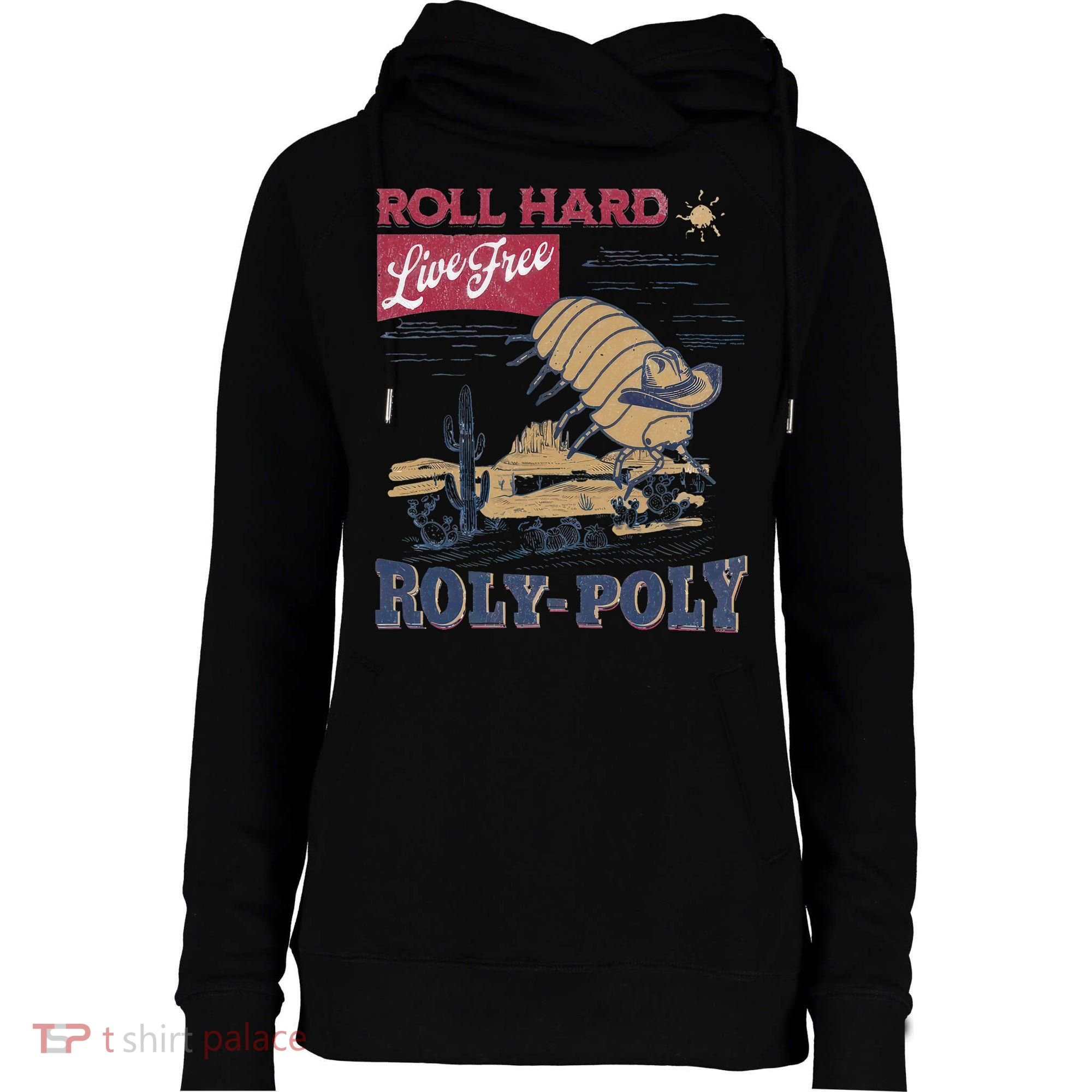 Roly Poly Western Rodeo Cowboy Dung Beetle Retro Womens Funnel Neck Pullover Hood