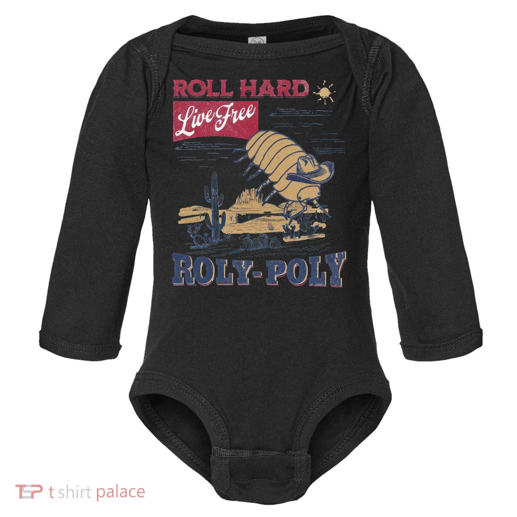 Roly Poly Western Rodeo Cowboy Dung Beetle Retro Baby Long Sleeve Bodysuit