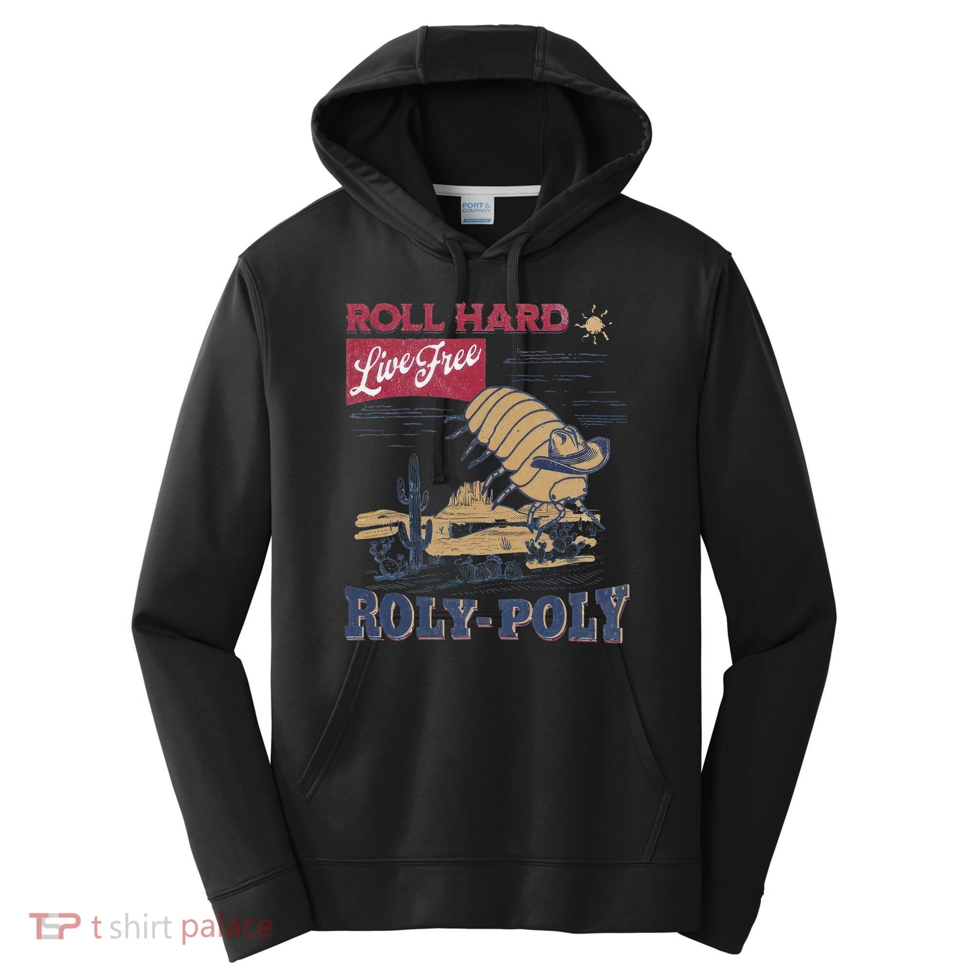 Roly Poly Western Rodeo Cowboy Dung Beetle Retro Performance Fleece Hoodie