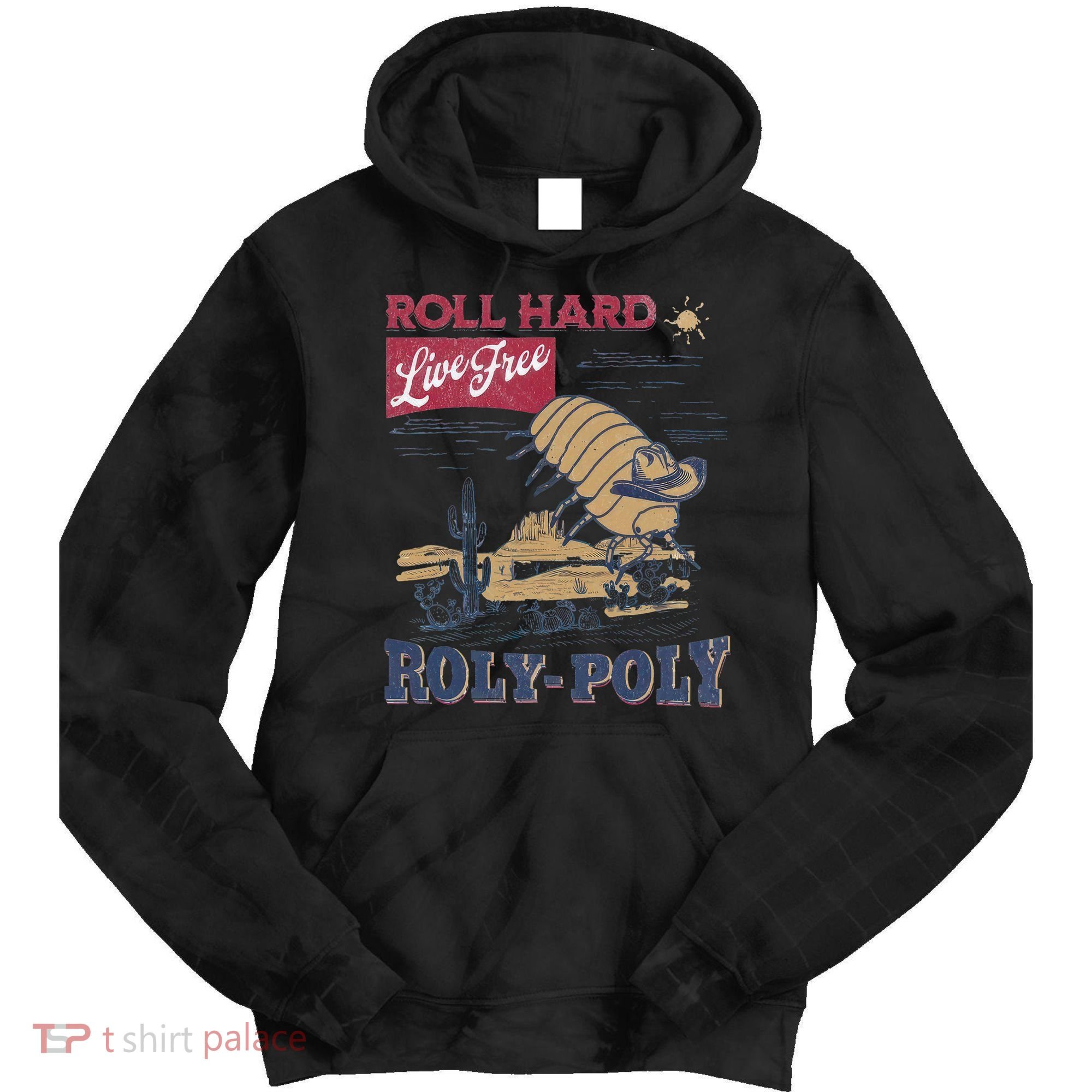 Roly Poly Western Rodeo Cowboy Dung Beetle Retro Tie Dye Hoodie