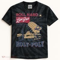 Roly Poly Western Rodeo Cowboy Dung Beetle Retro Kids Tie-Dye T-Shirt thumb 0