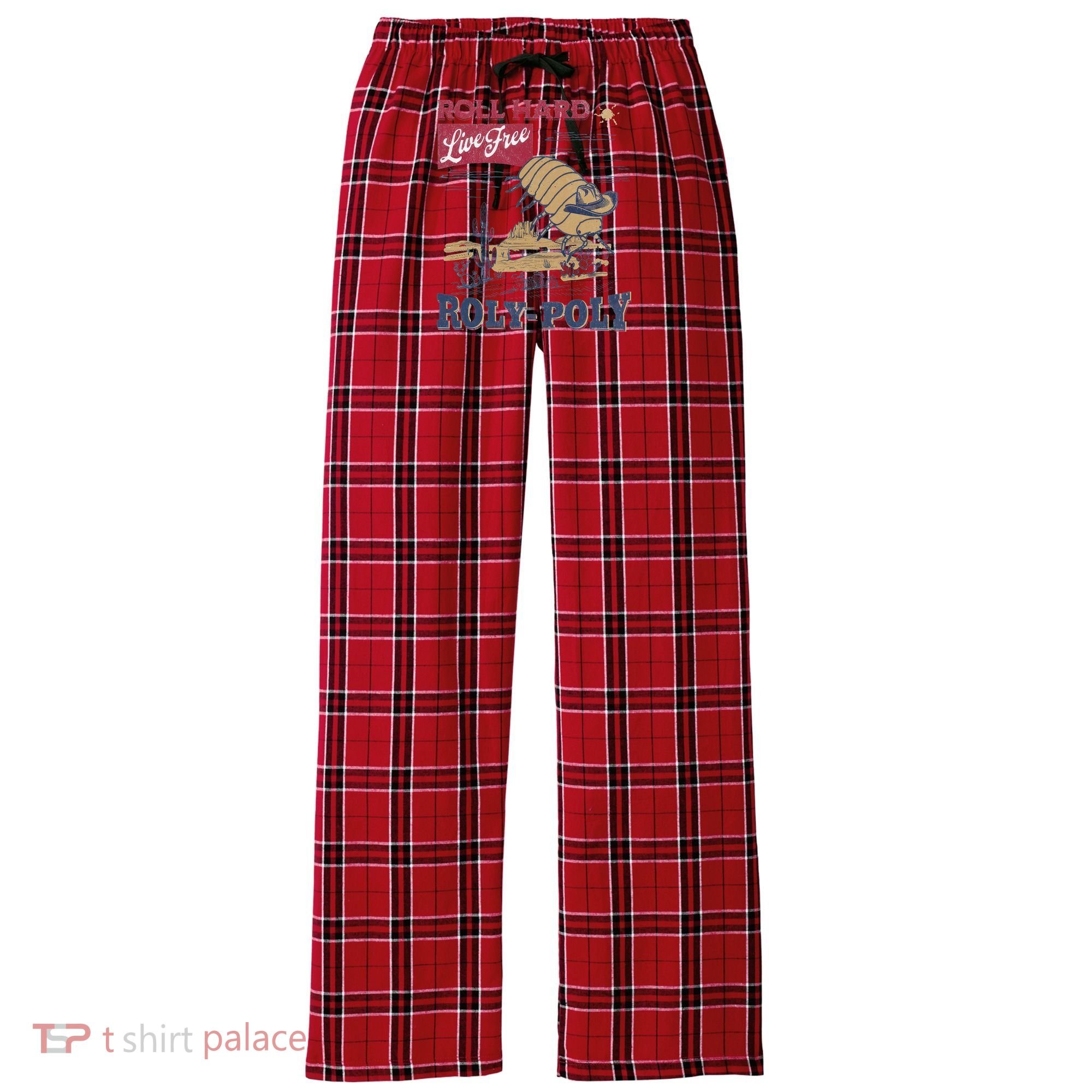 Roly Poly Western Rodeo Cowboy Dung Beetle Retro Women's Flannel Plaid Pajama Pants