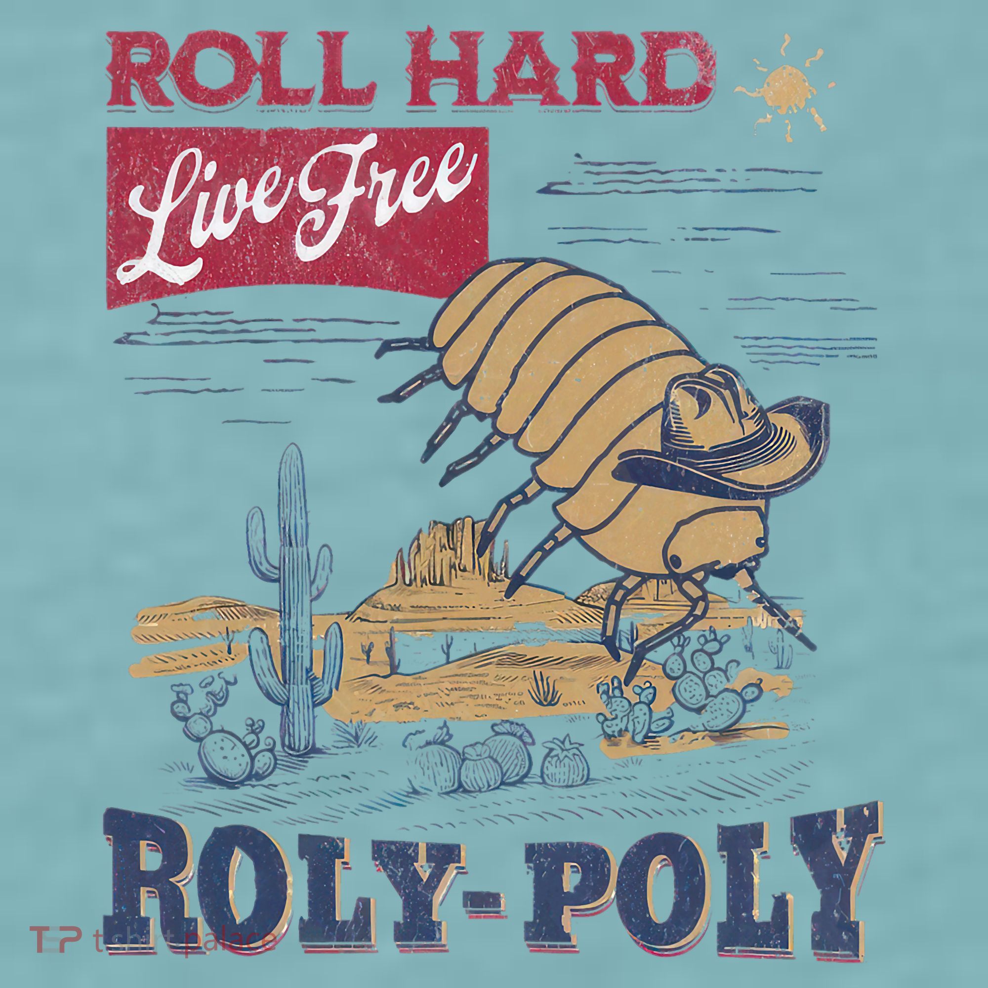 Roly Poly Western Rodeo Cowboy Dung Beetle Retro Sueded Cloud Jersey T-Shirt