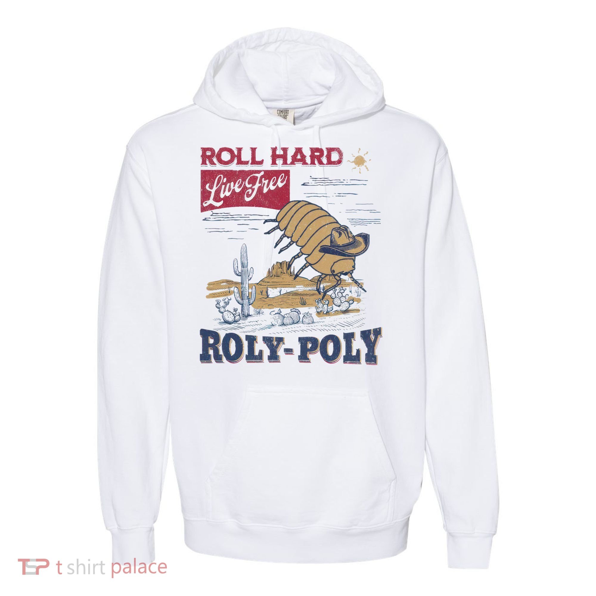 Roly Poly Western Rodeo Cowboy Dung Beetle Retro Comfort Colors Garment-Dyed Hooded Sweatshirt