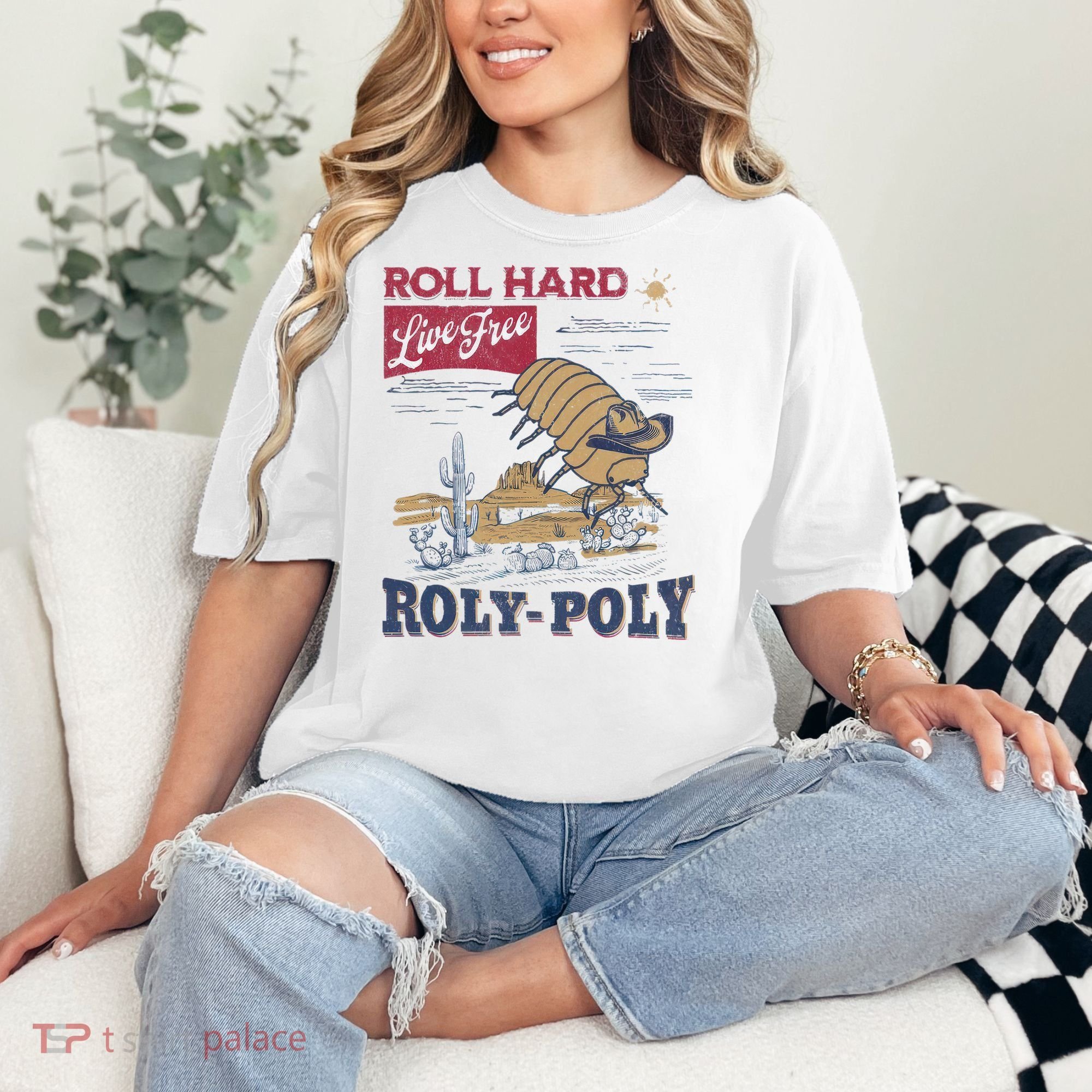 Roly Poly Western Rodeo Cowboy Dung Beetle Retro Comfort Colors T-Shirt