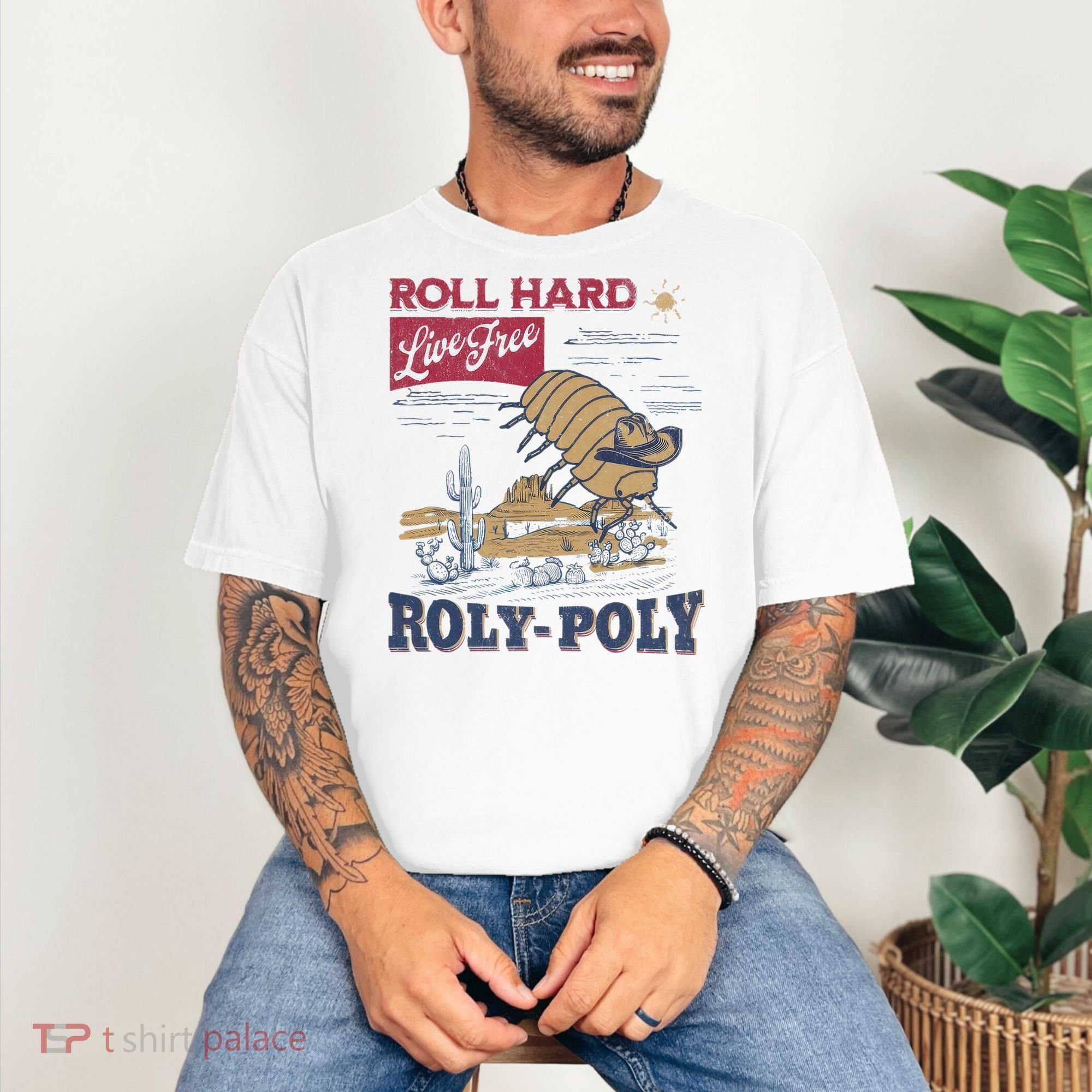Roly Poly Western Rodeo Cowboy Dung Beetle Retro Comfort Colors T-Shirt