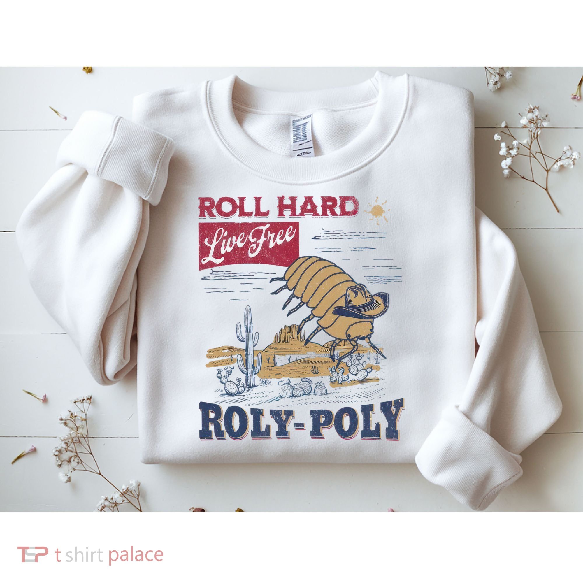Roly Poly Western Rodeo Cowboy Dung Beetle Retro Sweatshirt
