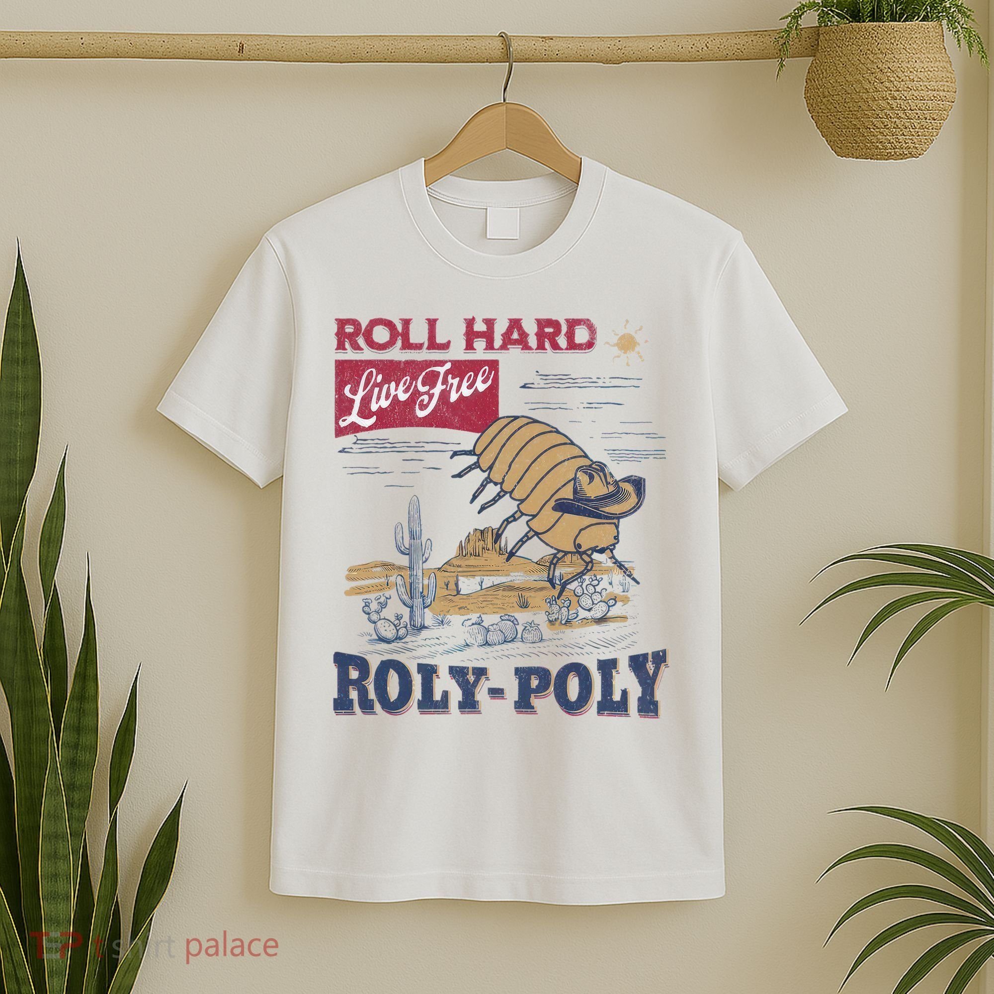 Roly Poly Western Rodeo Cowboy Dung Beetle Retro T-Shirt