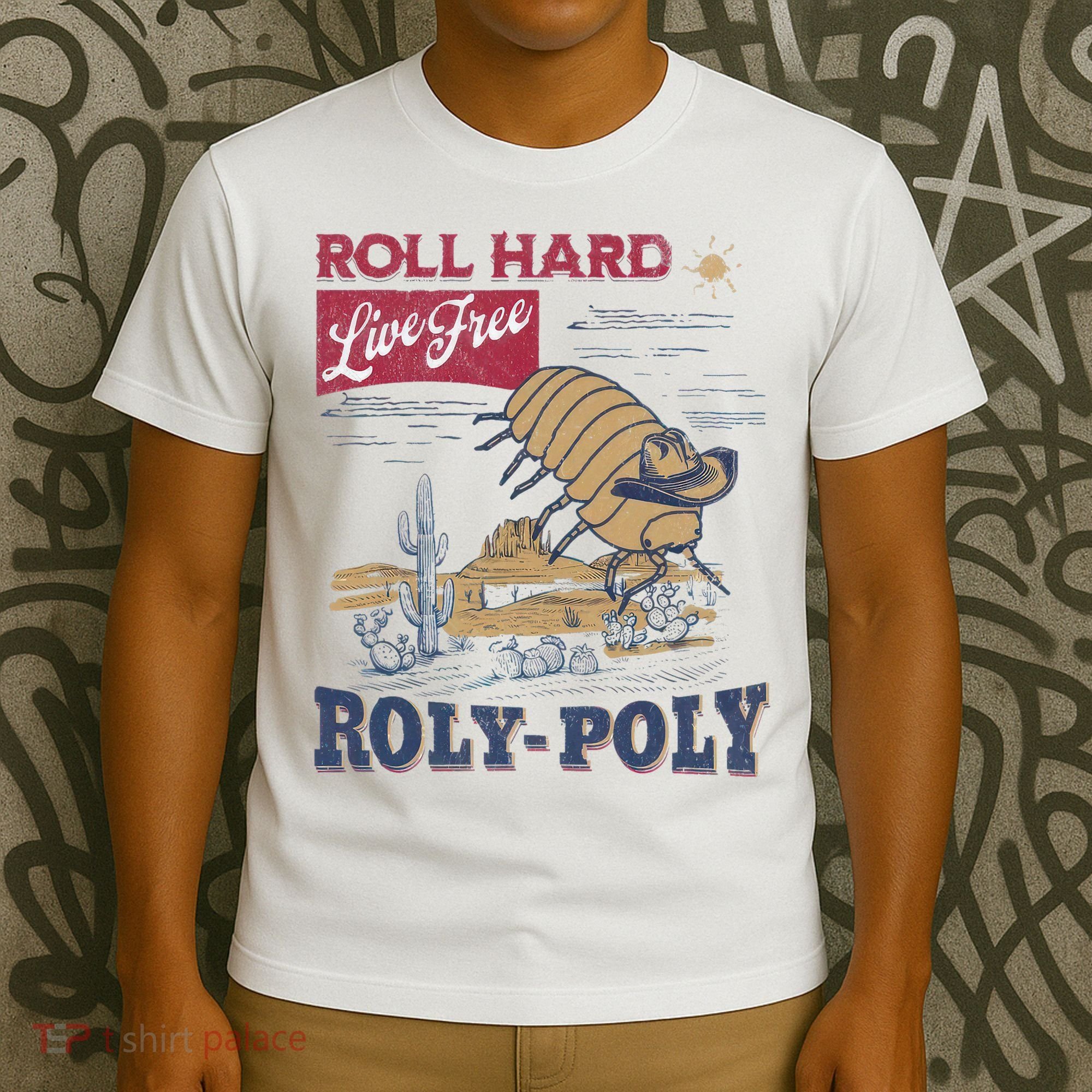 Roly Poly Western Rodeo Cowboy Dung Beetle Retro T-Shirt