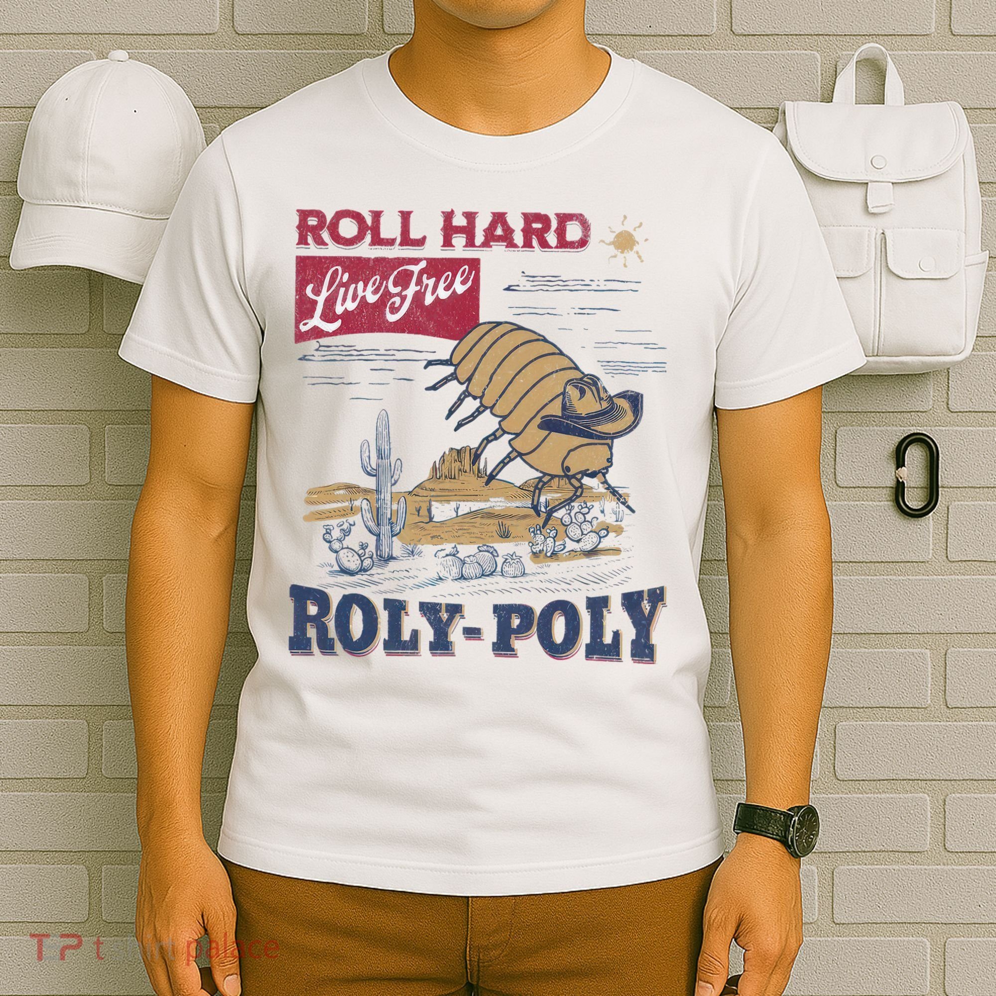 Roly Poly Western Rodeo Cowboy Dung Beetle Retro T-Shirt