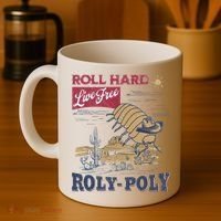 Roly Poly Western Rodeo Cowboy Dung Beetle Retro Coffee Mug thumb 4