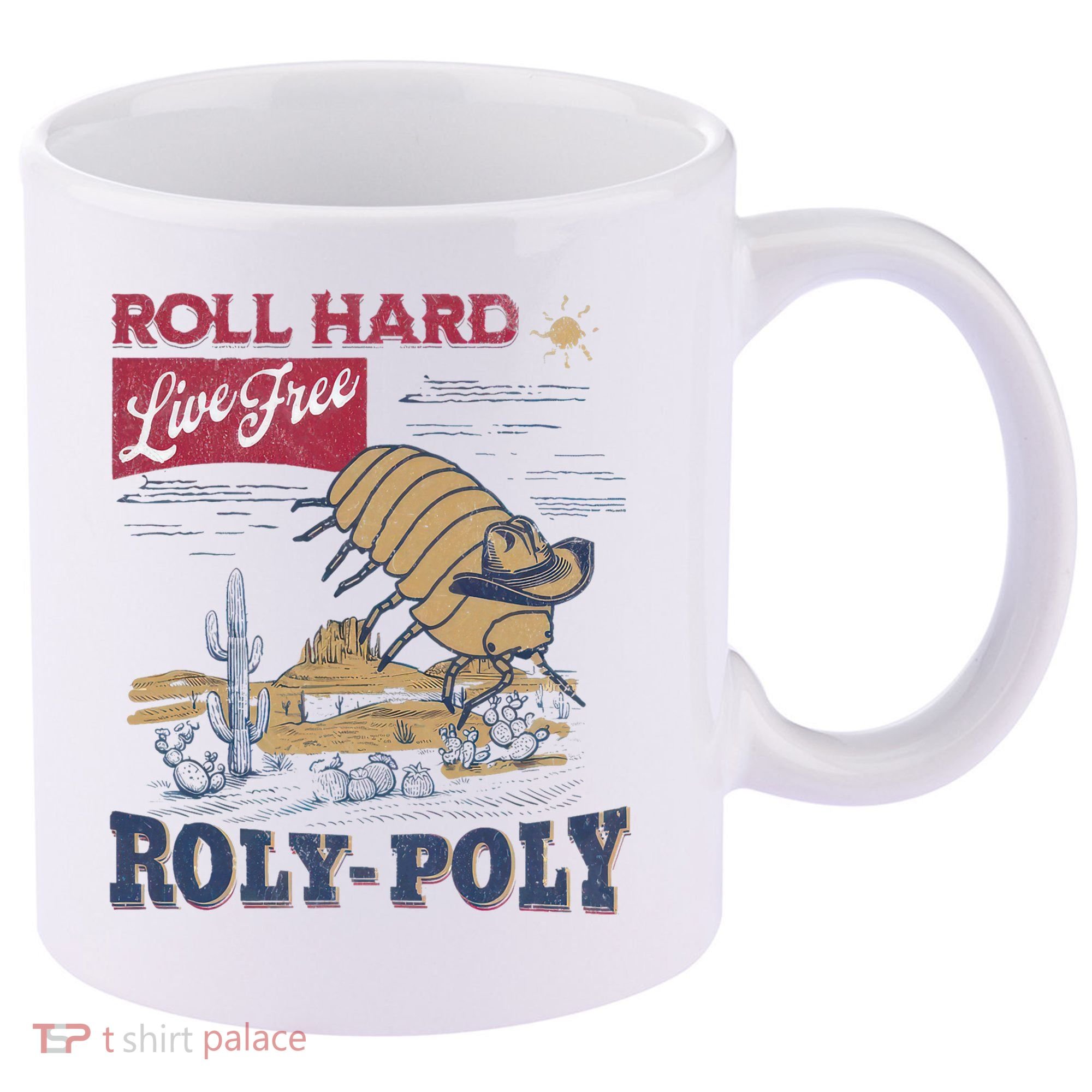 Roly Poly Western Rodeo Cowboy Dung Beetle Retro 11oz C Handle Ceramic Mug