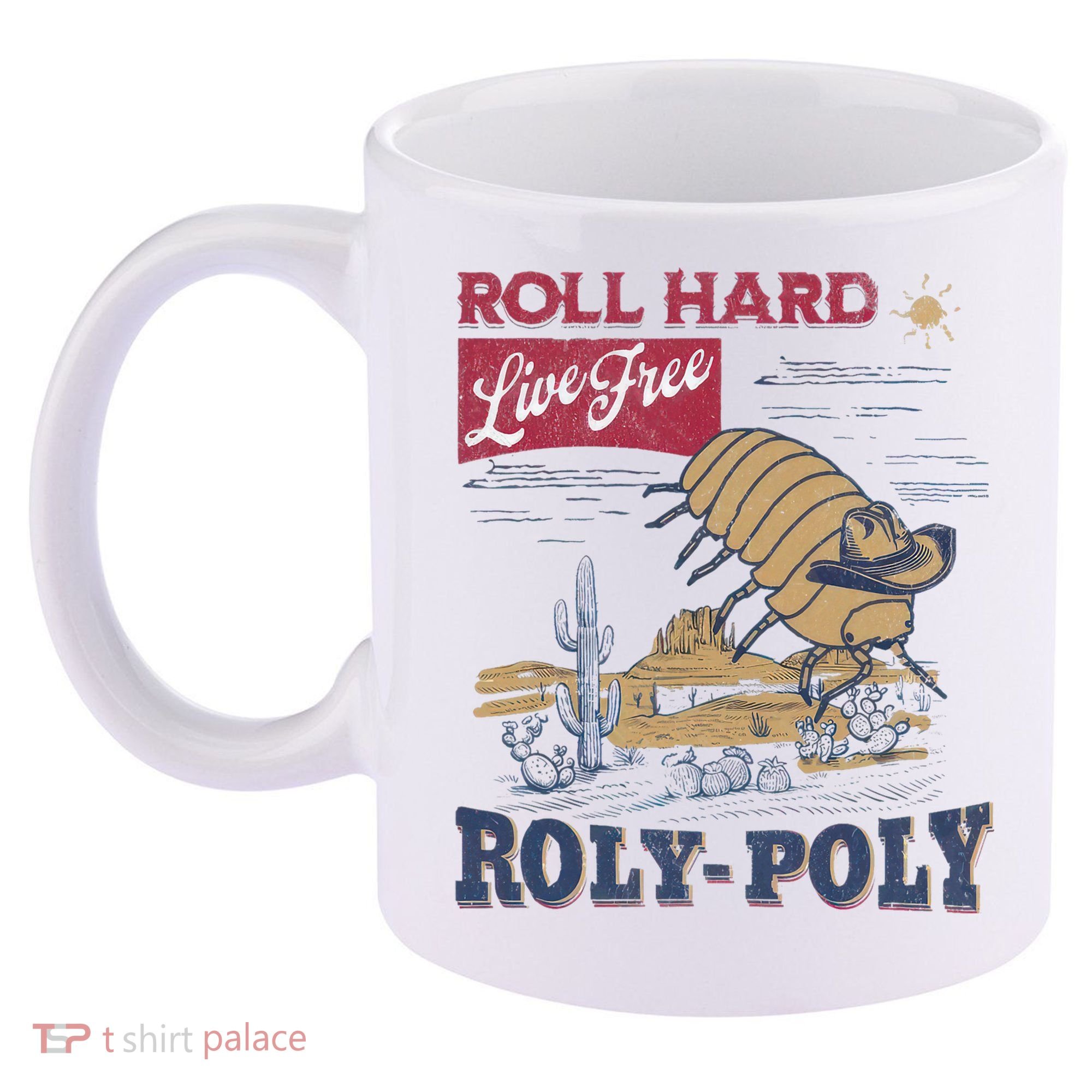Roly Poly Western Rodeo Cowboy Dung Beetle Retro 11oz C Handle Ceramic Mug