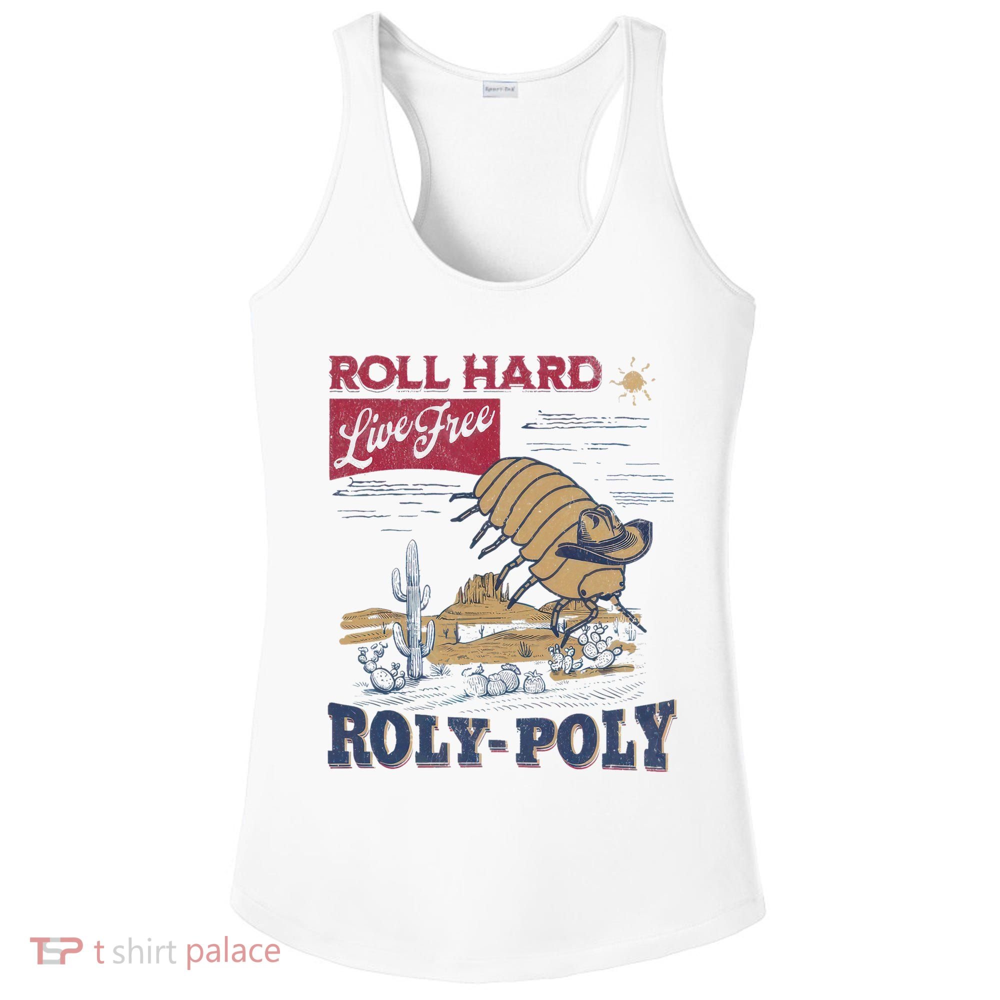 Roly Poly Western Rodeo Cowboy Dung Beetle Retro Ladies PosiCharge Competitor Racerback Tank