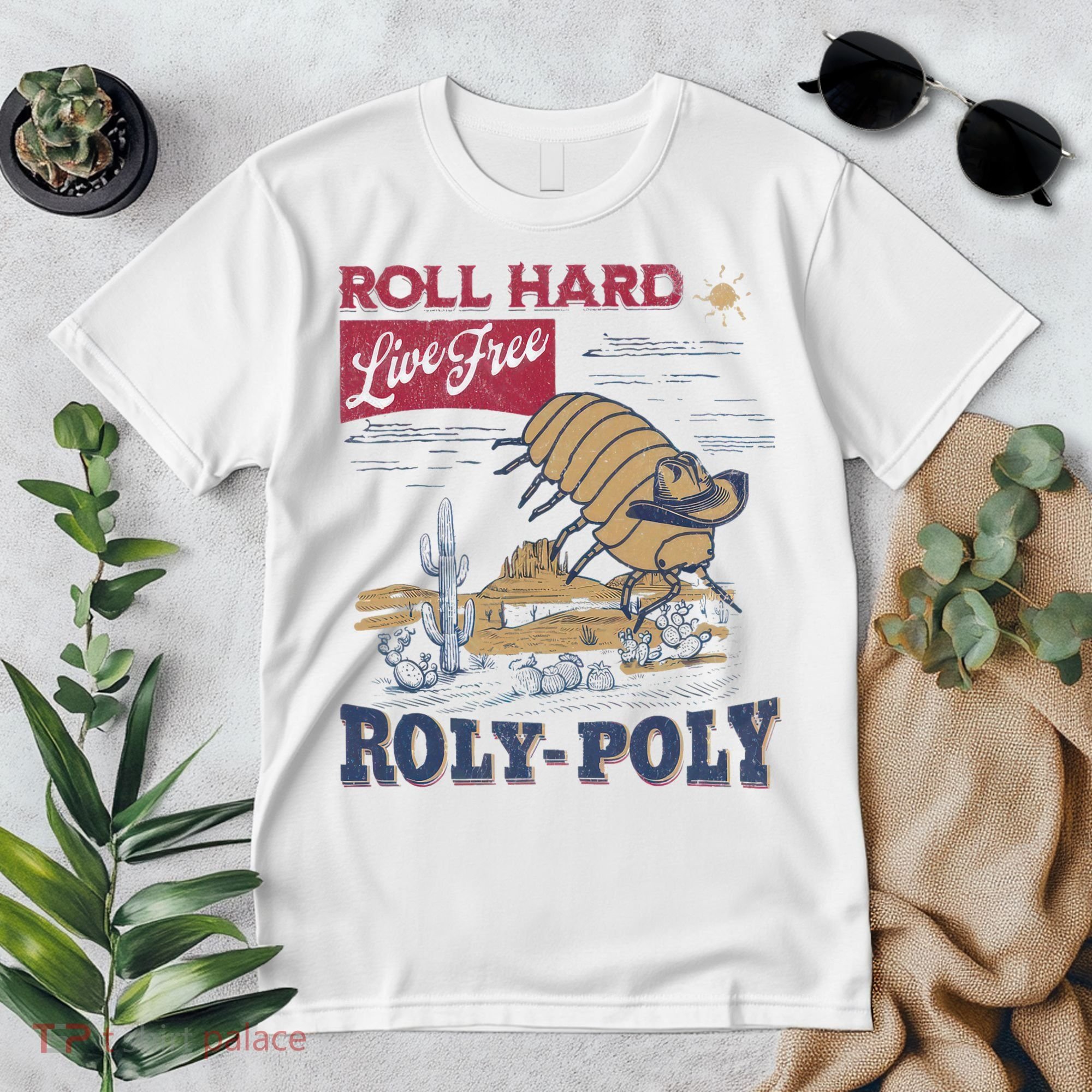 Roly Poly Western Rodeo Cowboy Dung Beetle Retro Premium T-Shirt