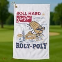 Roly Poly Western Rodeo Cowboy Dung Beetle Retro Golf Towel thumb 1