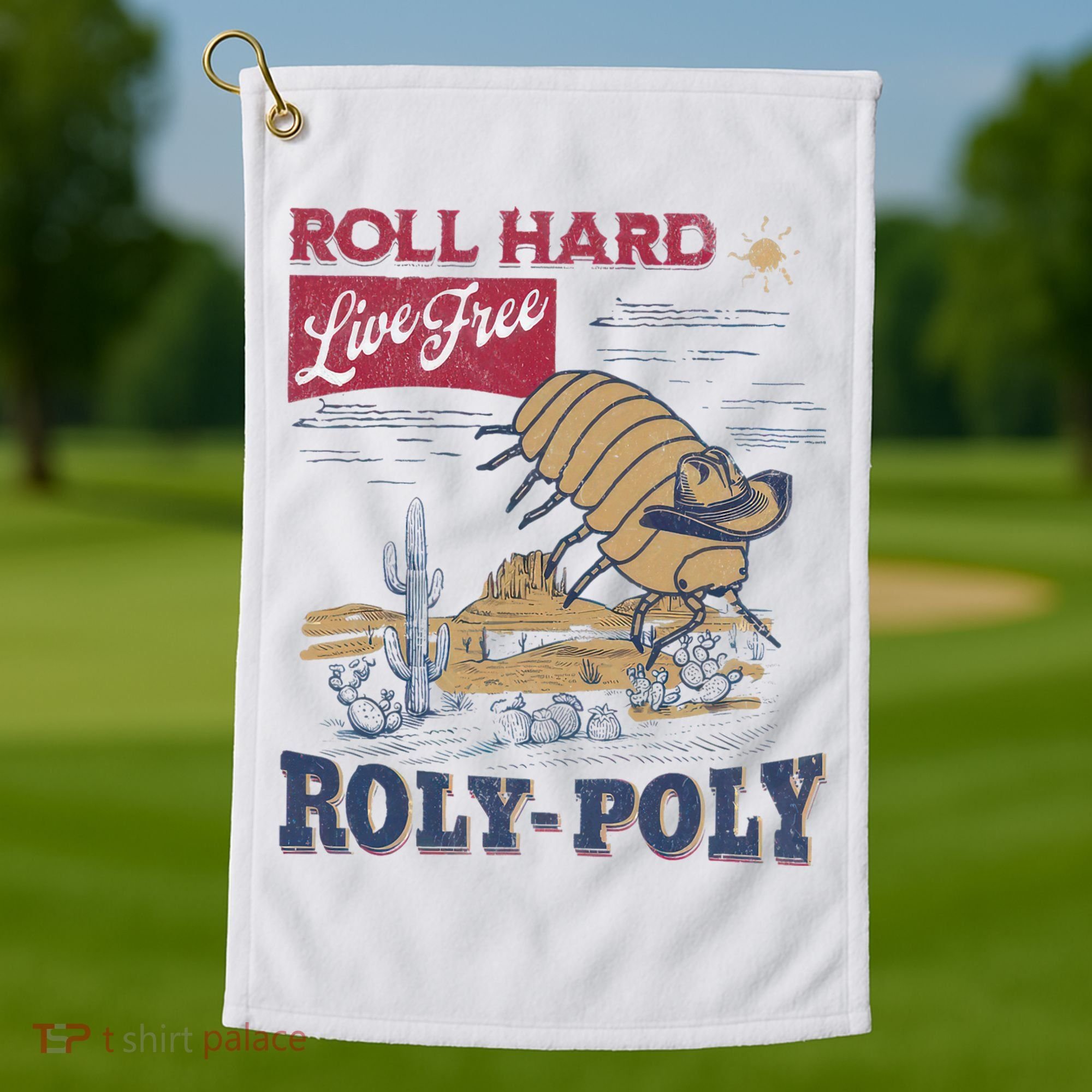 Roly Poly Western Rodeo Cowboy Dung Beetle Retro Golf Towel