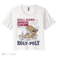 Roly Poly Western Rodeo Cowboy Dung Beetle Retro Women's Crop Top Tee thumb 0