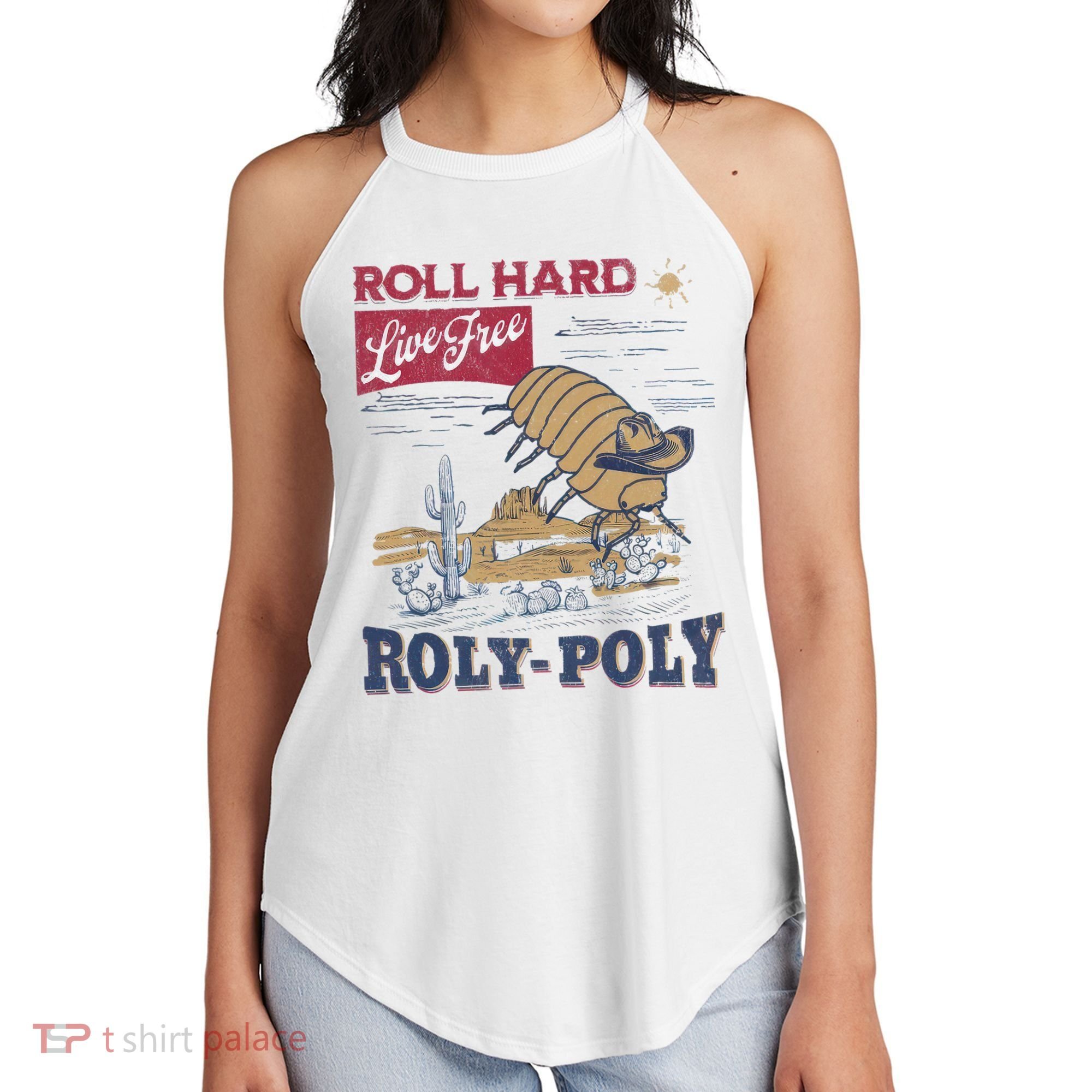 Roly Poly Western Rodeo Cowboy Dung Beetle Retro Women's Perfect Tri Rocker Tank