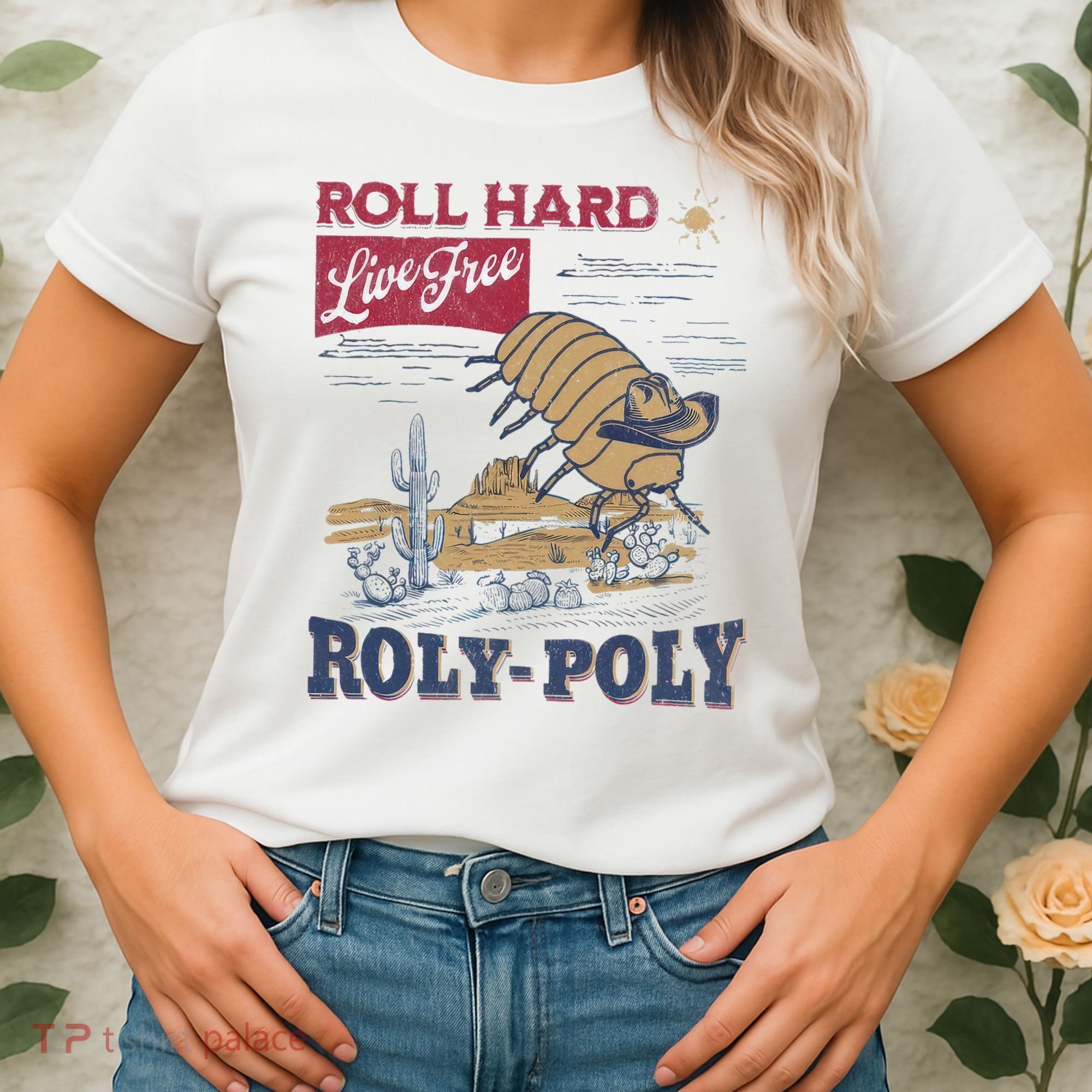 Roly Poly Western Rodeo Cowboy Dung Beetle Retro Women's T-Shirt