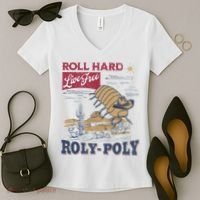 Roly Poly Western Rodeo Cowboy Dung Beetle Retro Women's V-Neck T-Shirt thumb 2