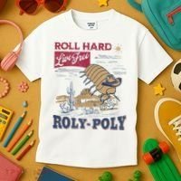 Roly Poly Western Rodeo Cowboy Dung Beetle Retro Kids T-Shirt thumb 3