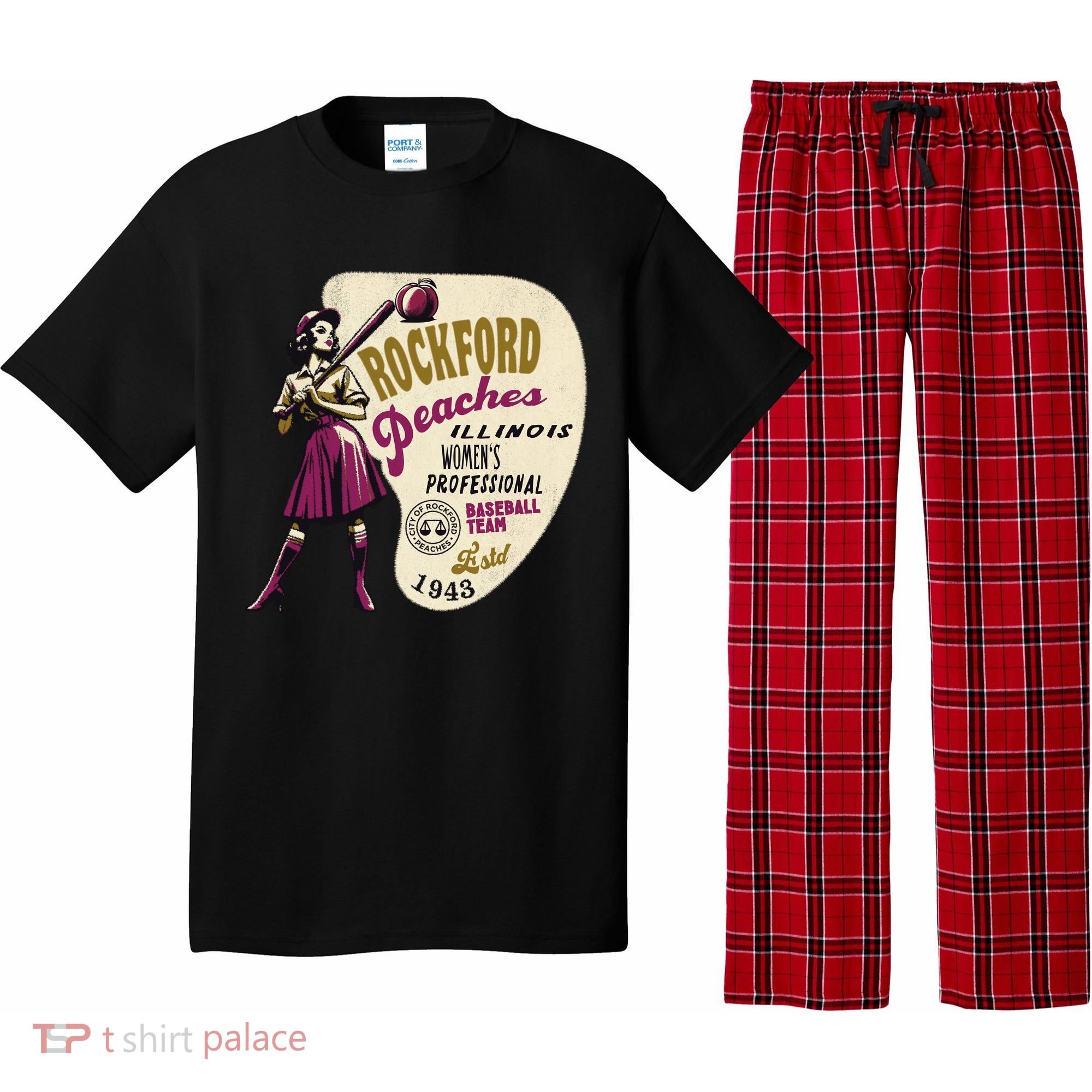 Rockford Peaches Women Professional Baseball Team Pajama Set