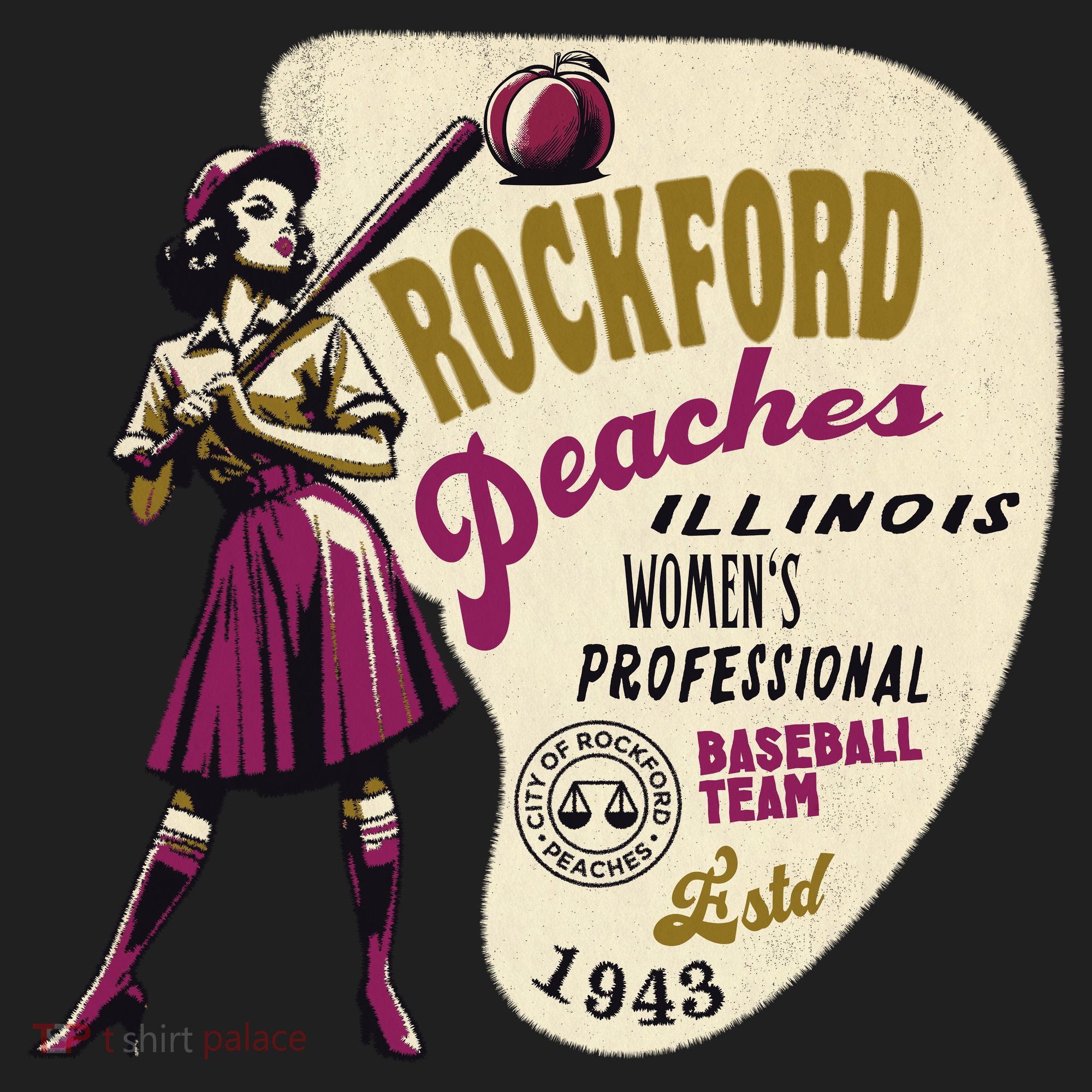 Rockford Peaches Women Professional Baseball Team Golf Towel
