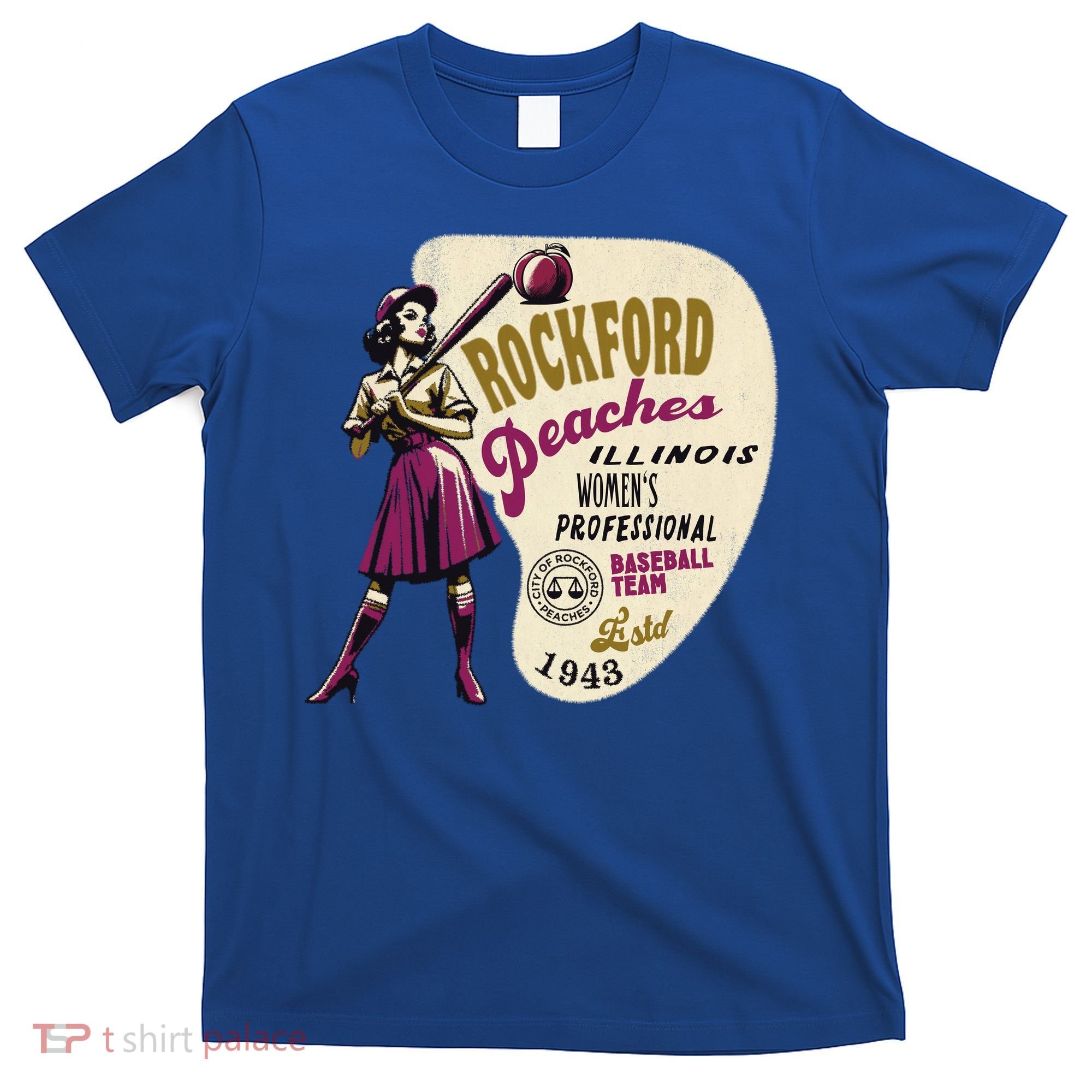Rockford Peaches Women Professional Baseball Team T-Shirt