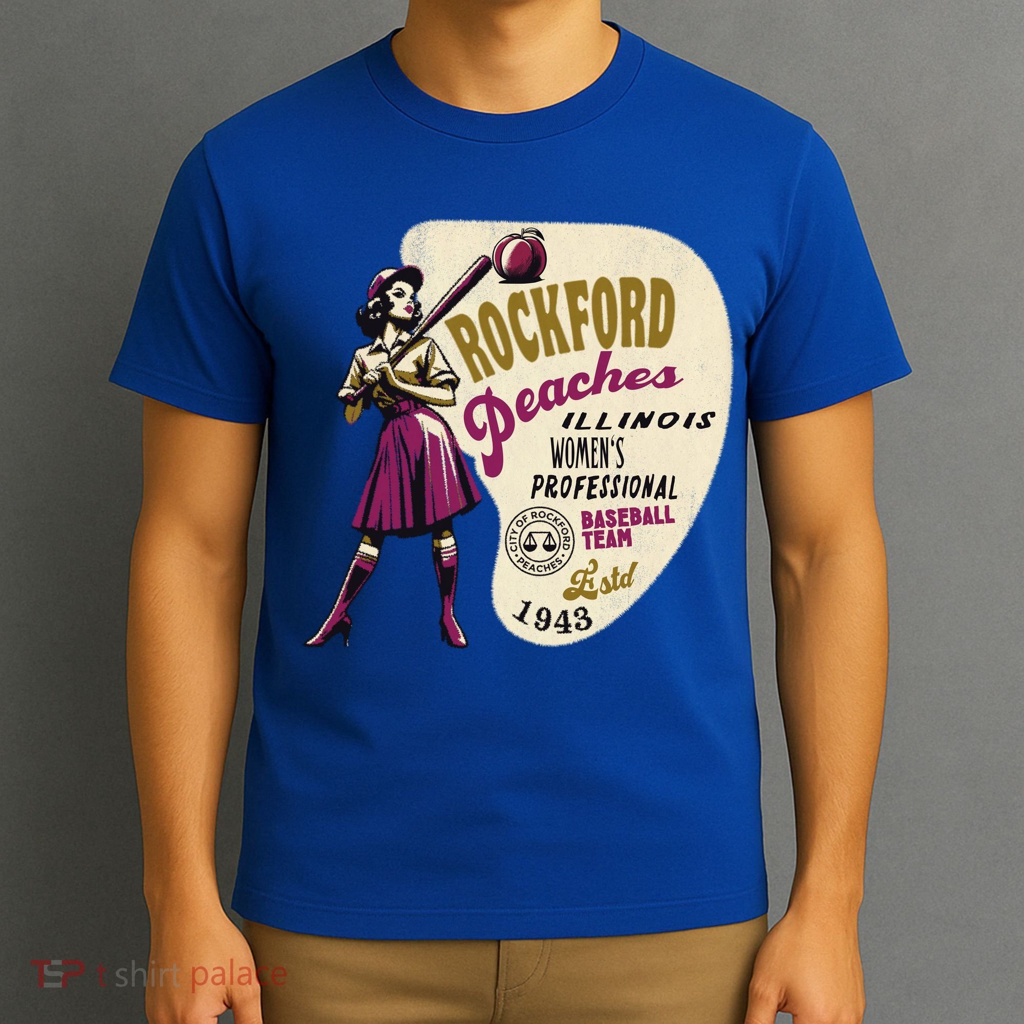 Rockford Peaches Women Professional Baseball Team T-Shirt