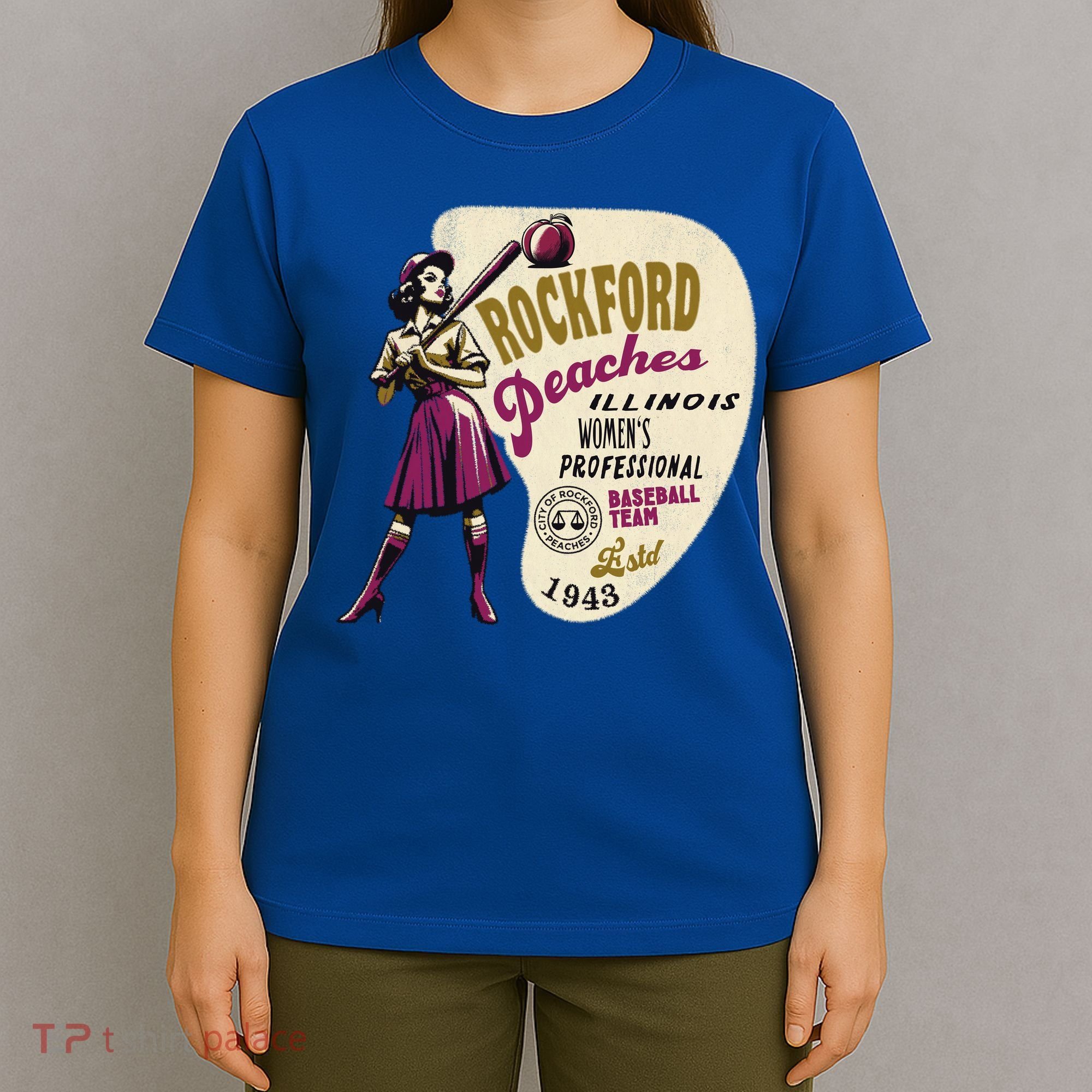Rockford Peaches Women Professional Baseball Team T-Shirt