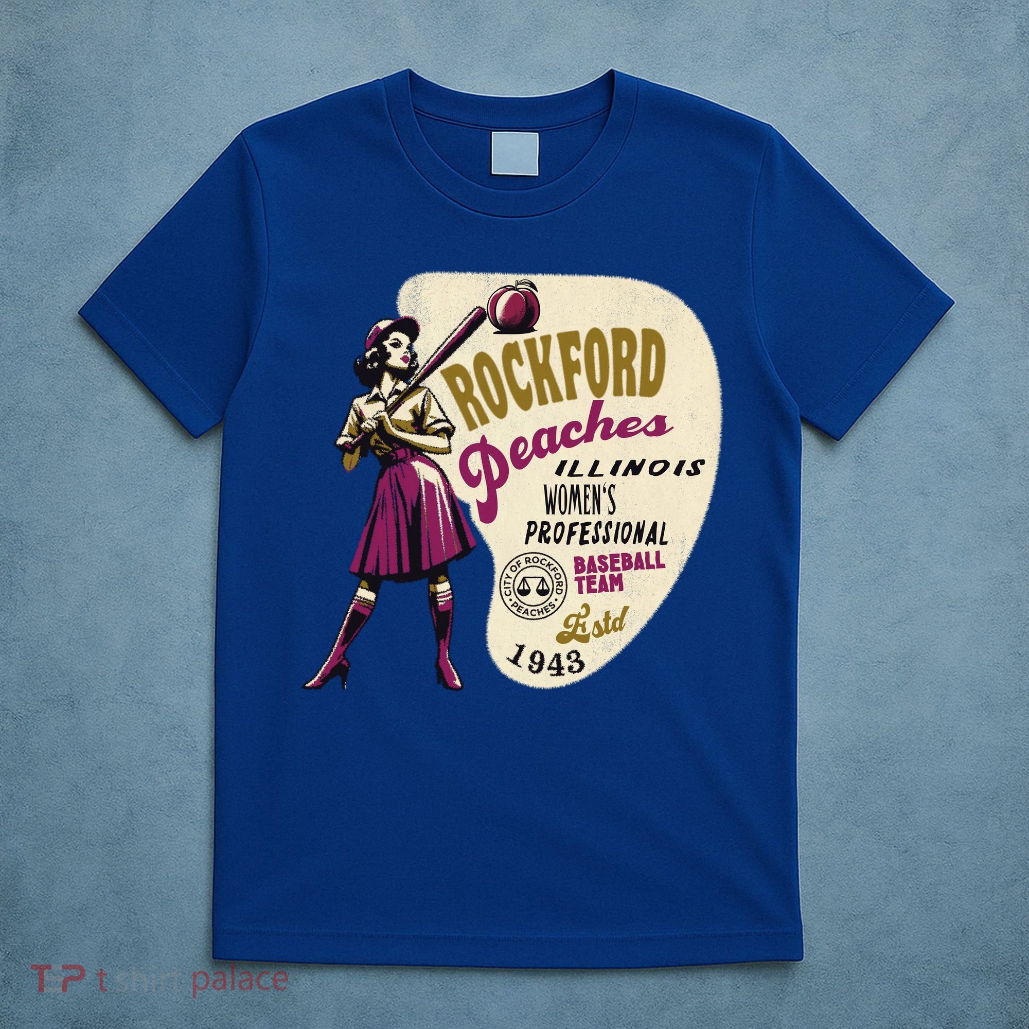 Rockford Peaches Women Professional Baseball Team T-Shirt