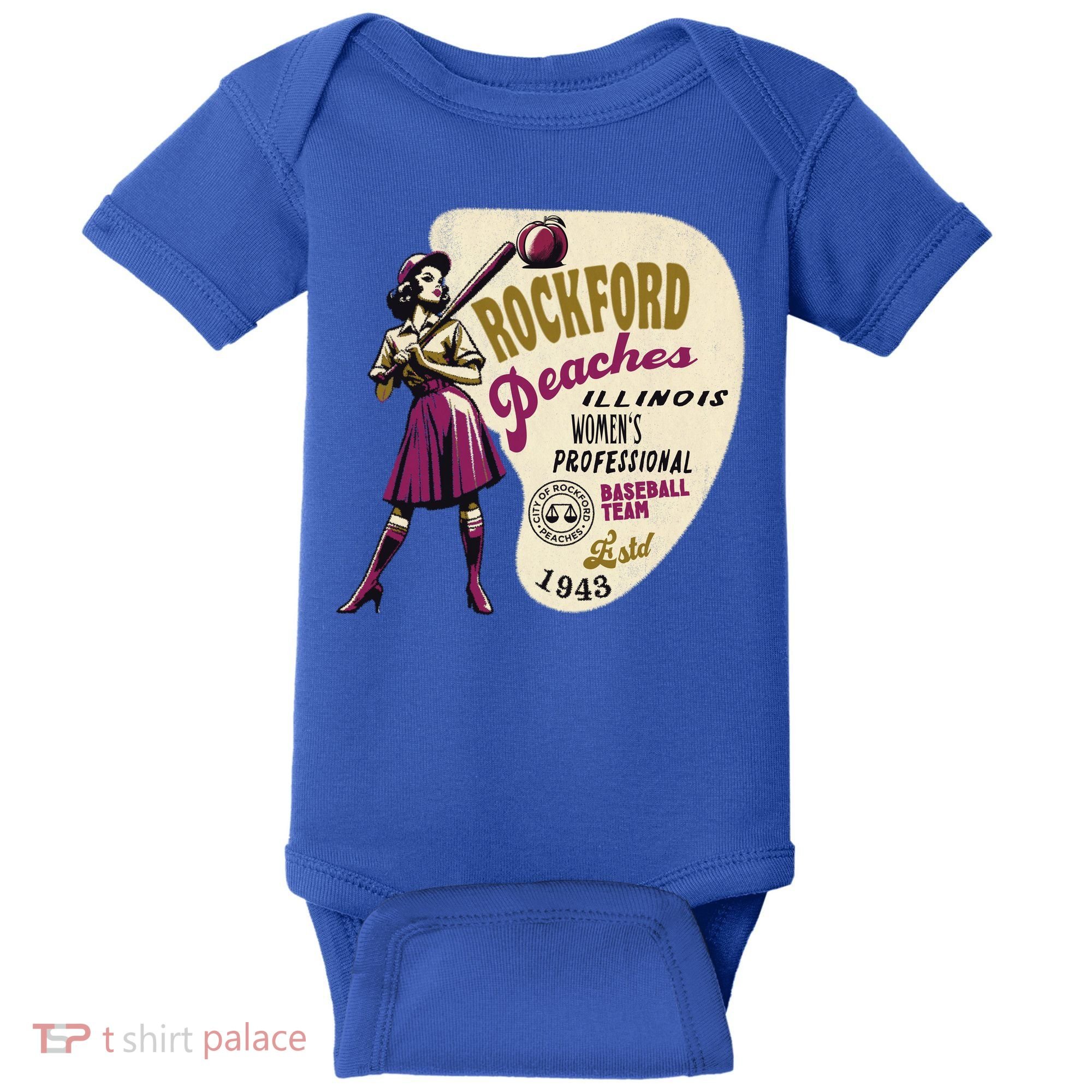 Rockford Peaches Women Professional Baseball Team Baby Bodysuit