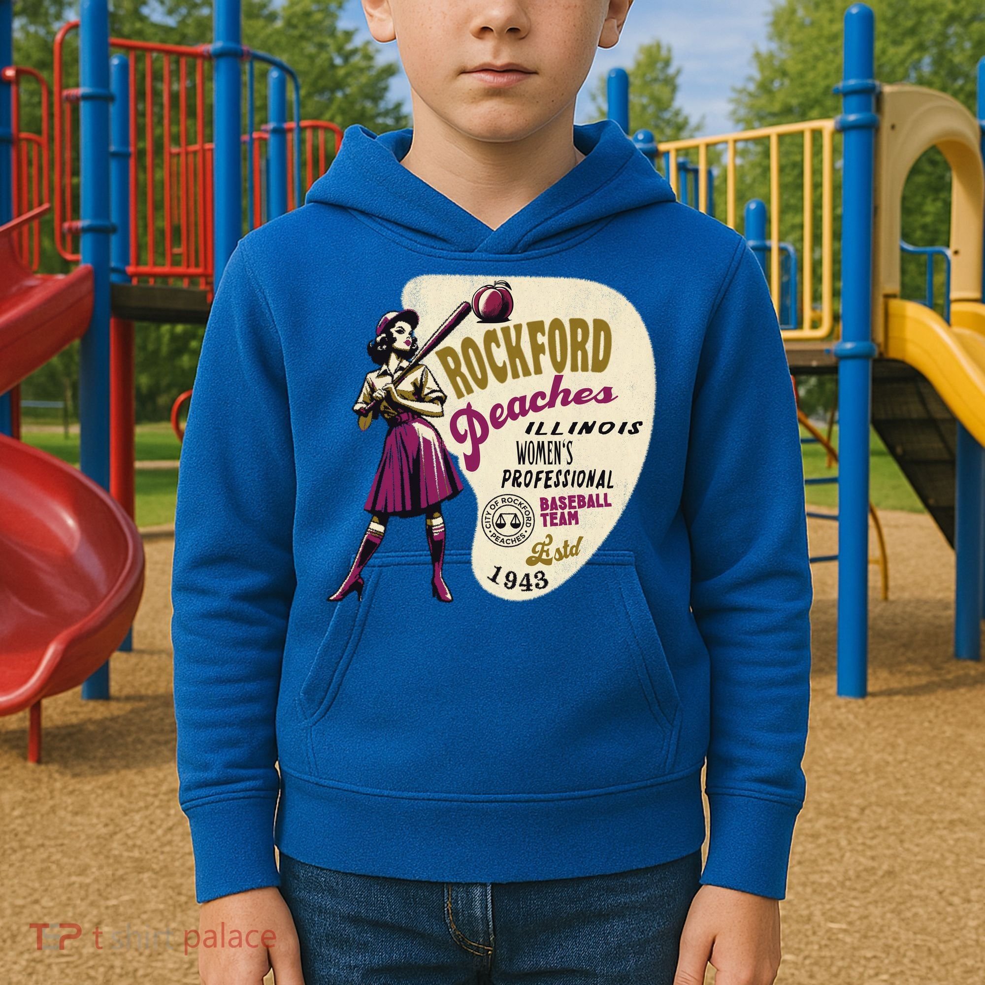 Rockford Peaches Women Professional Baseball Team Kids Hoodie