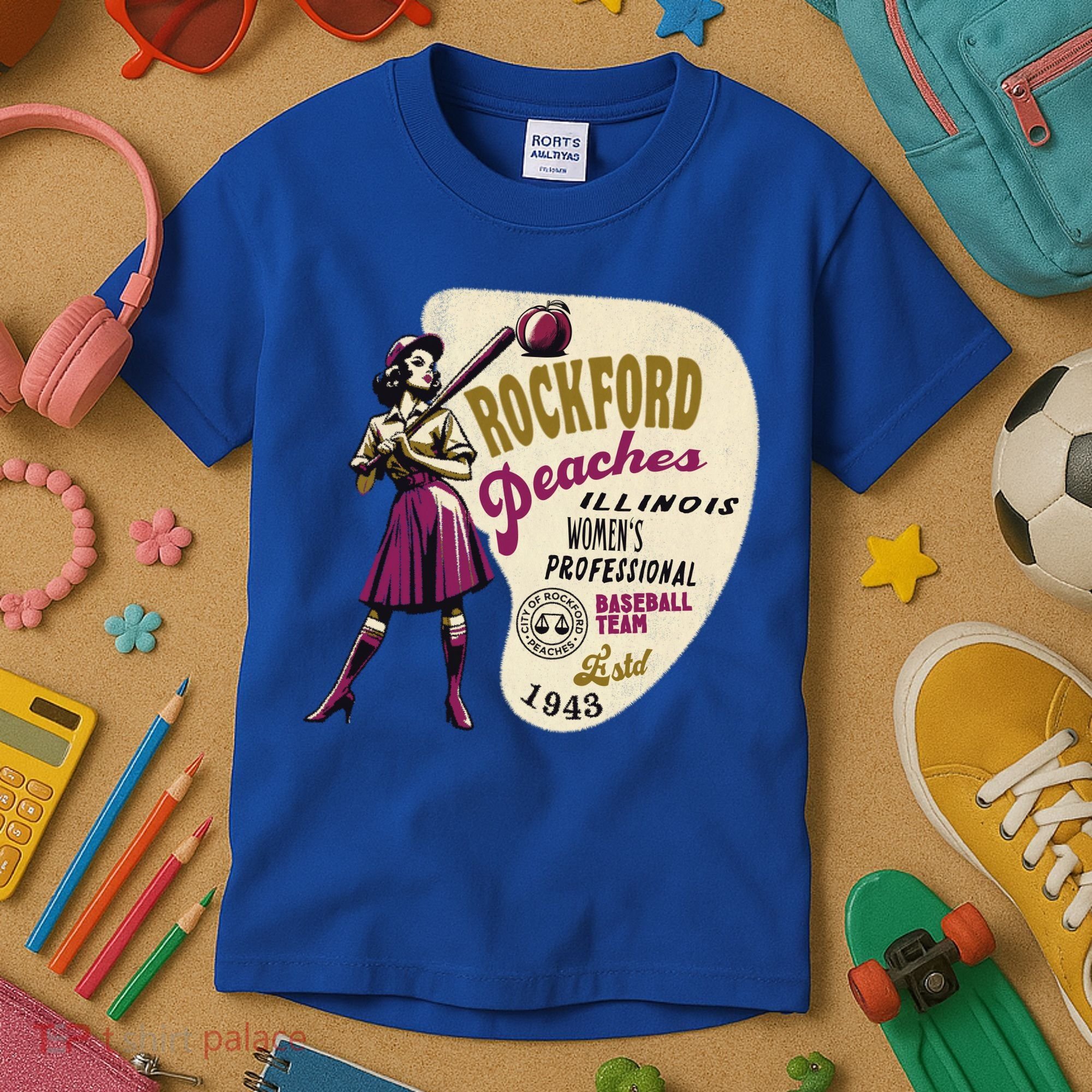 Rockford Peaches Women Professional Baseball Team Kids T-Shirt