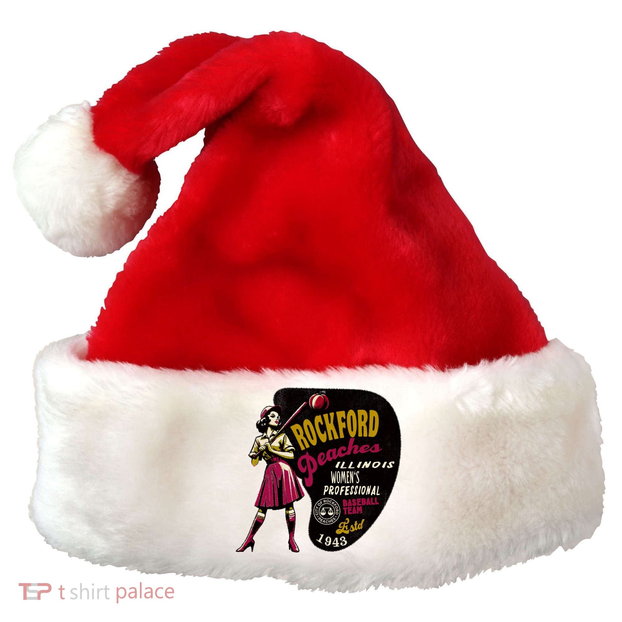 Rockford Peaches Women Professional Baseball Team Santa Hat