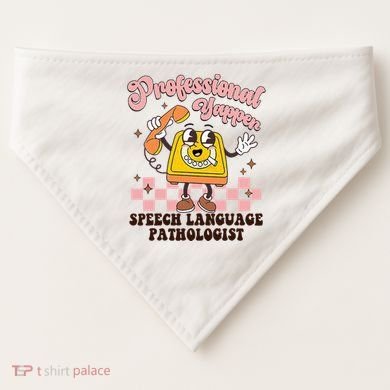 Retro Professional Yapper Speech Language Pathologist Slp USA-Made Doggie Bandana