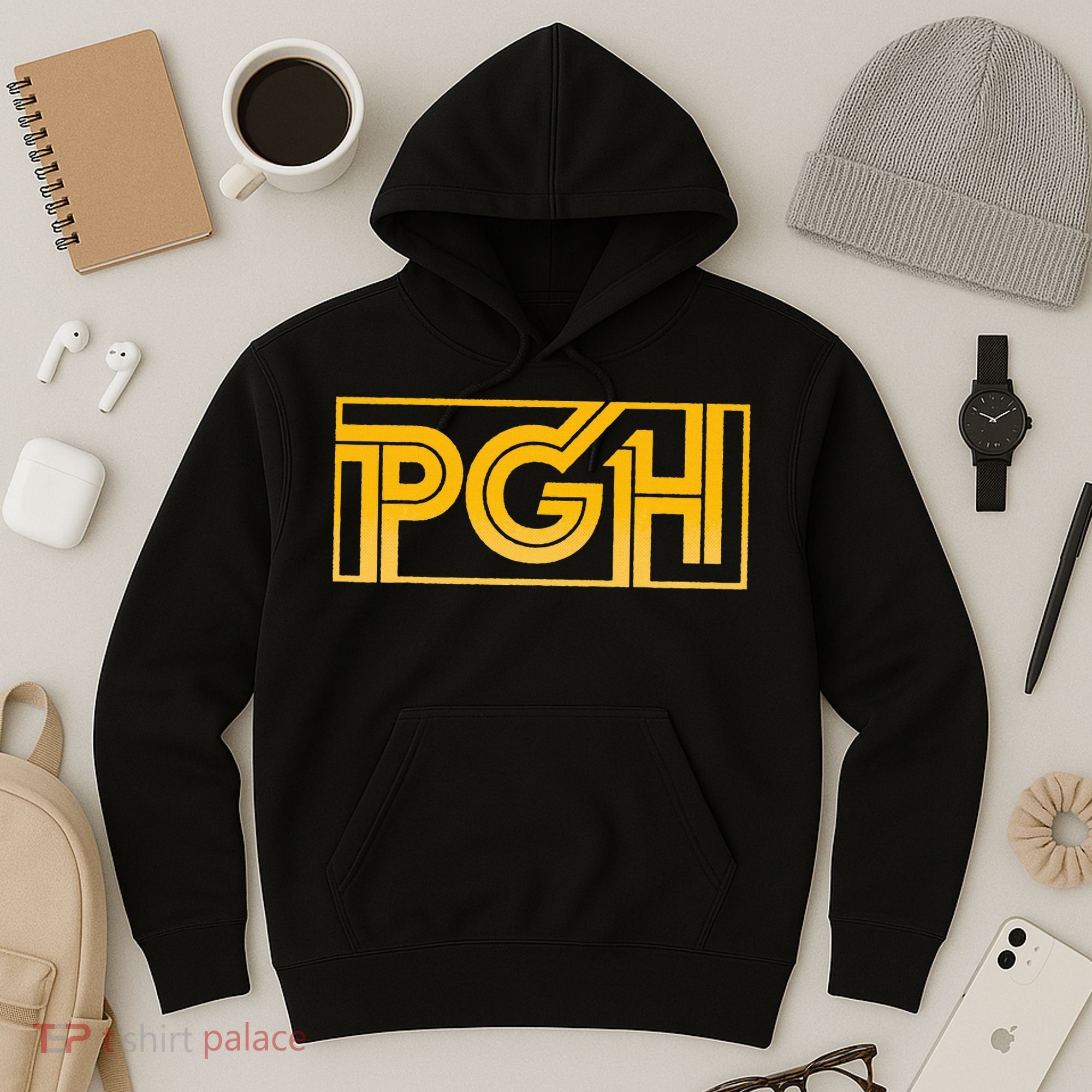 Retro Pgh Yellow Pittsburgh Box Logo Hoodie
