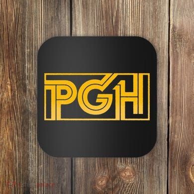 Retro Pgh Yellow Pittsburgh Box Logo Coaster